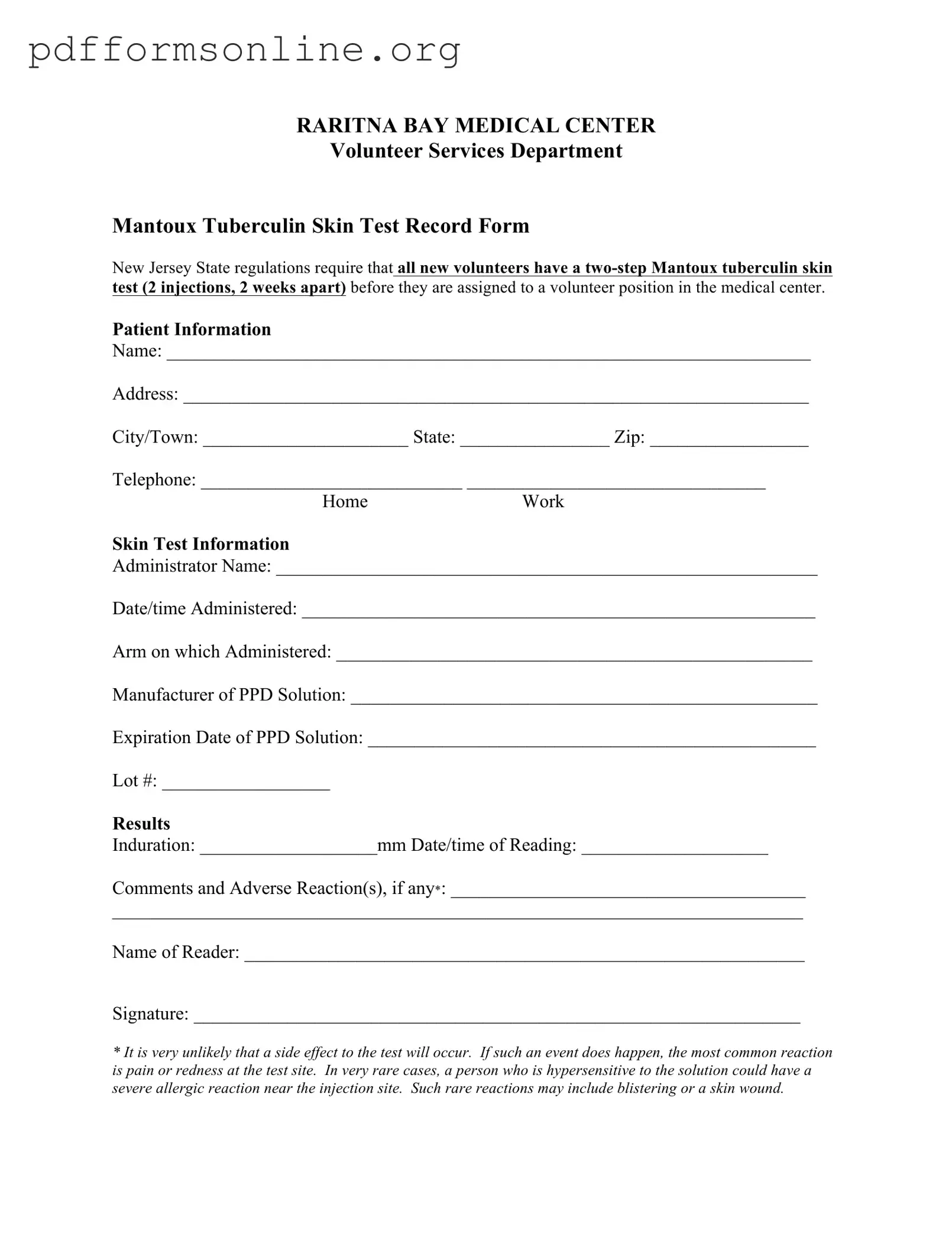 2 Step Tb Test Template