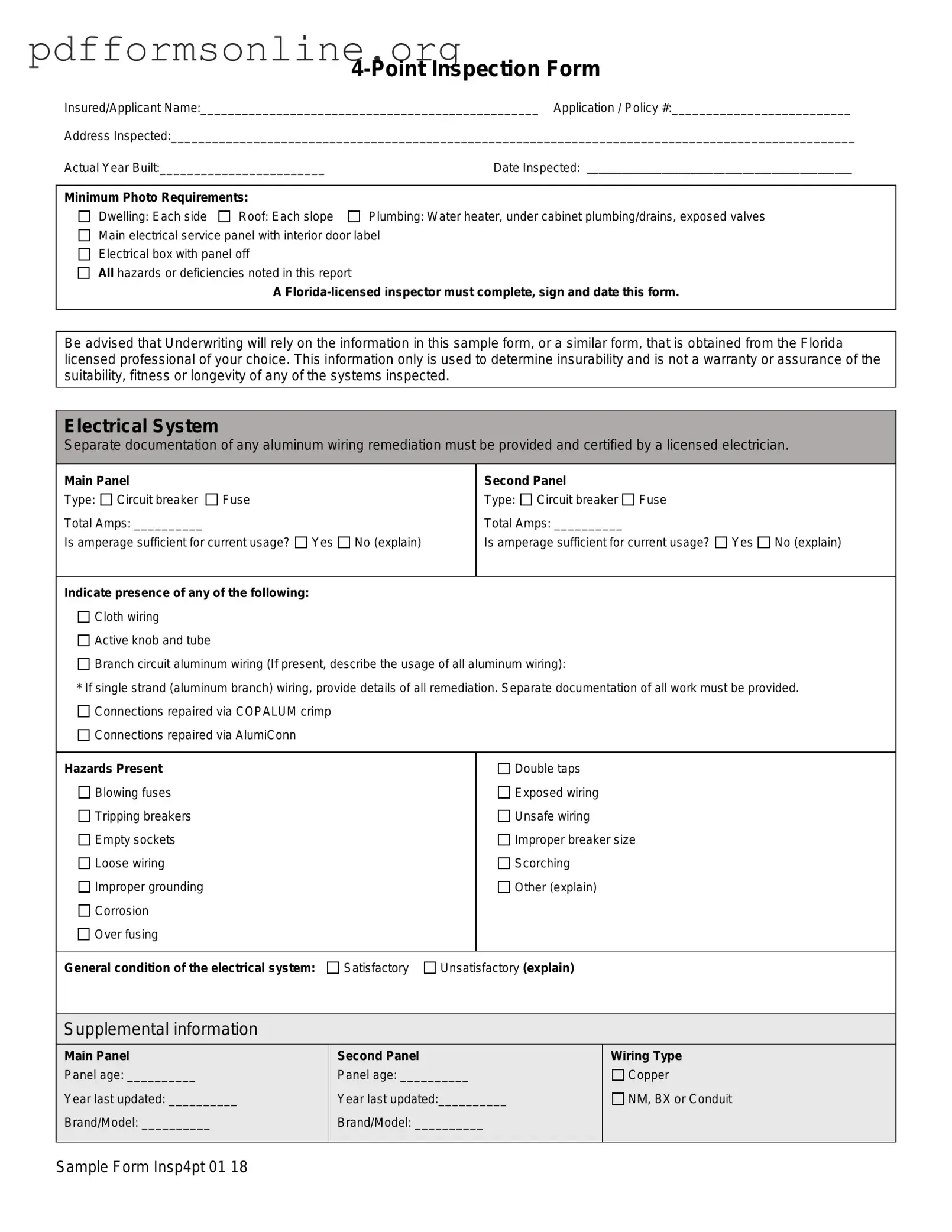 4 Point Inspection Template
