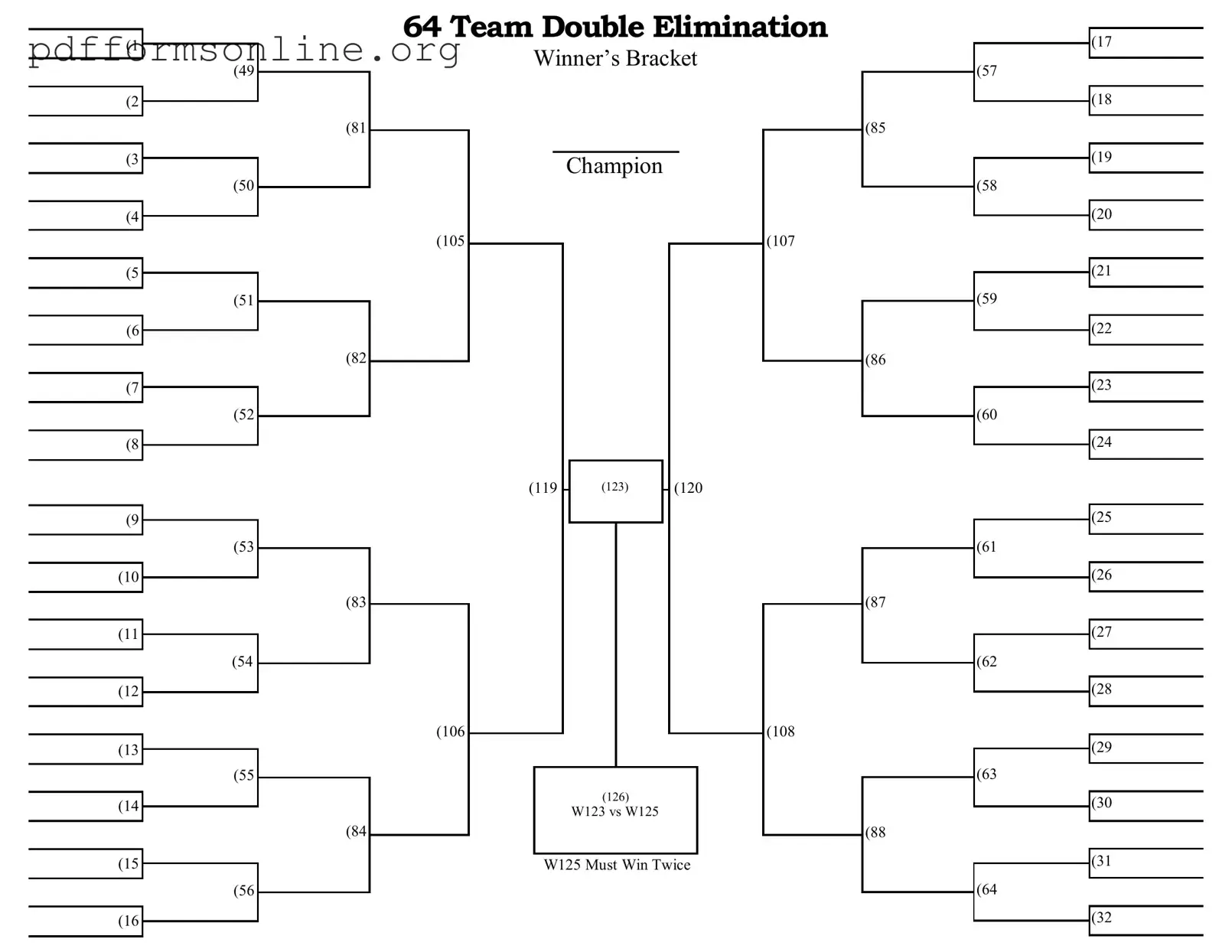 64 Team Double Elimination Bracket Template