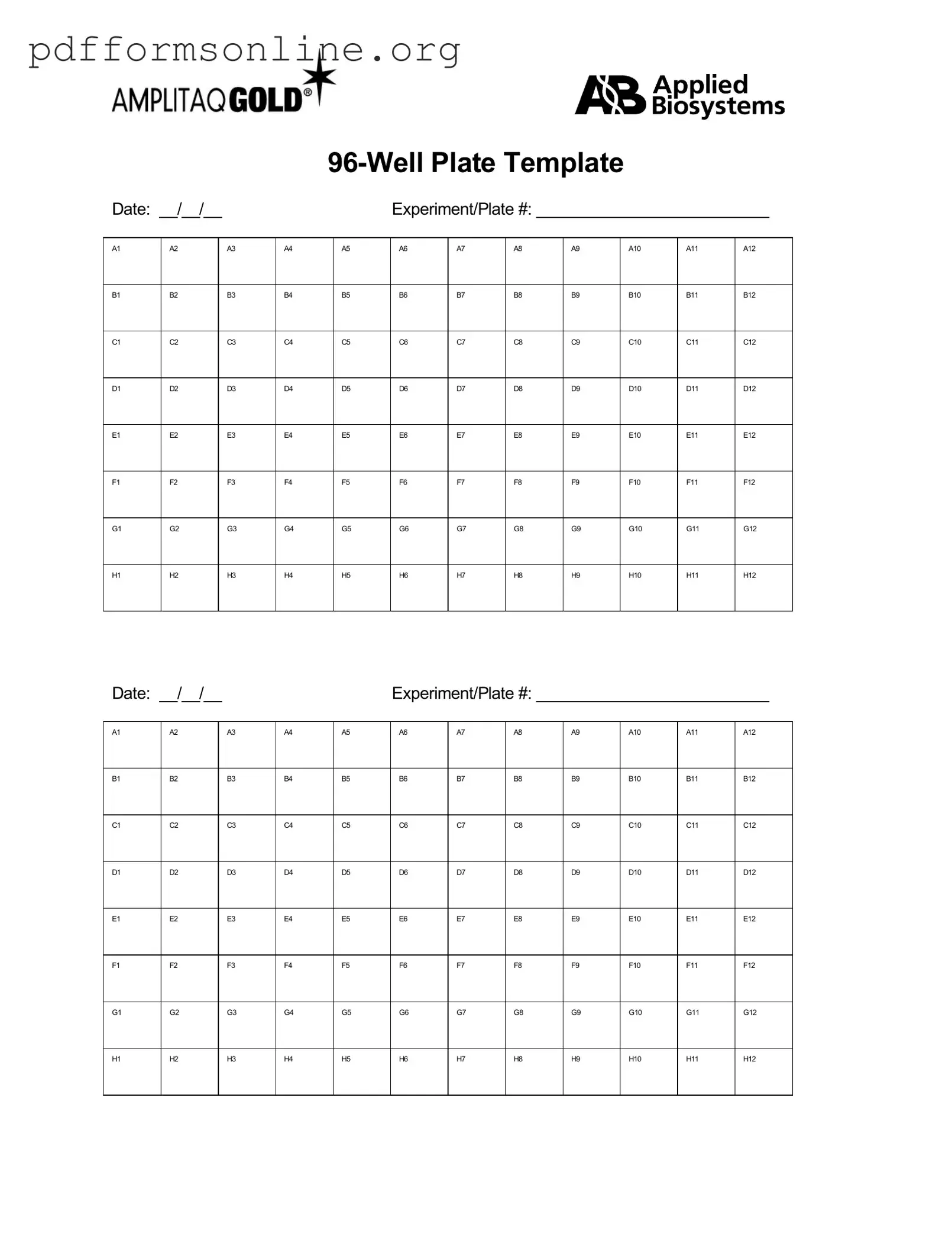 96 Well Template