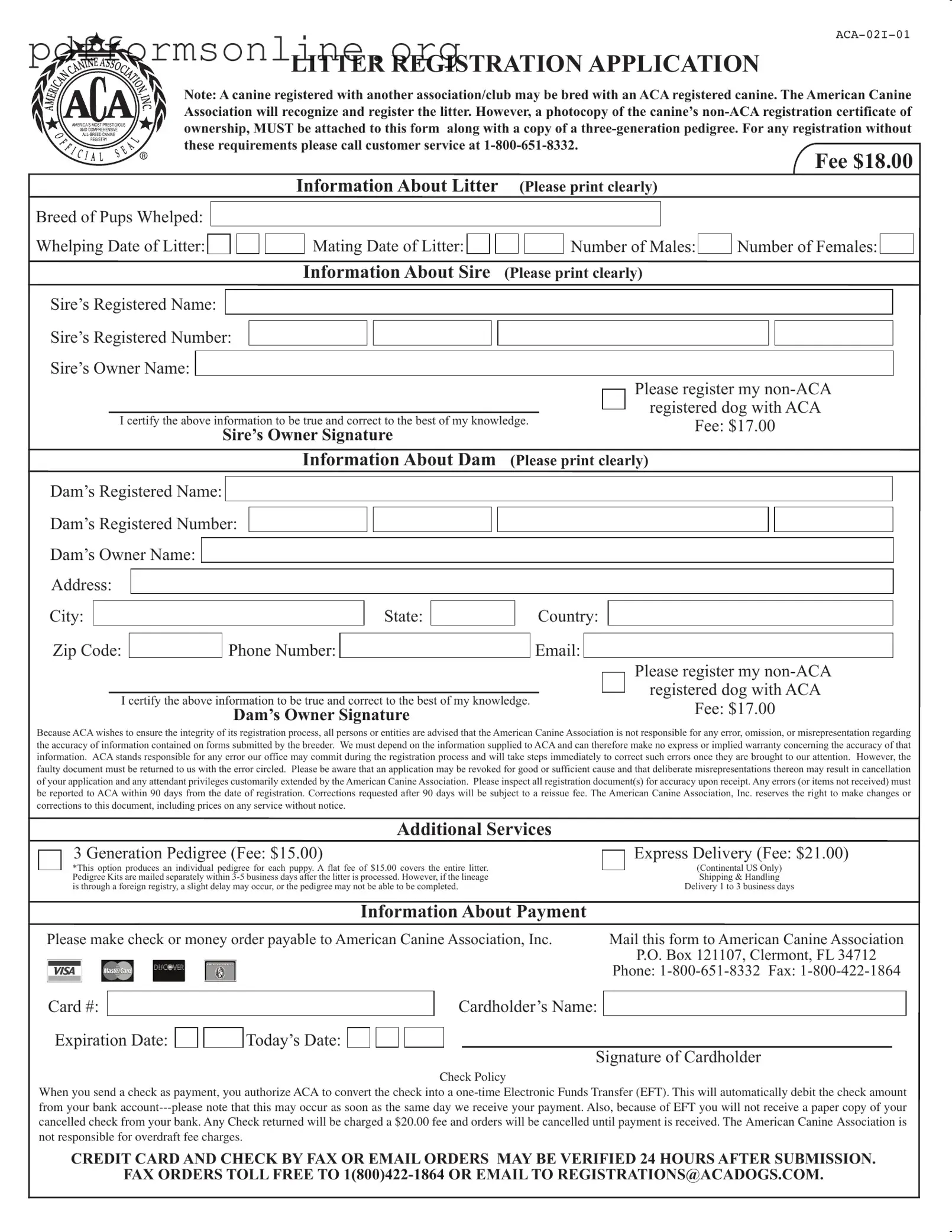 Aca Litter Registration Template