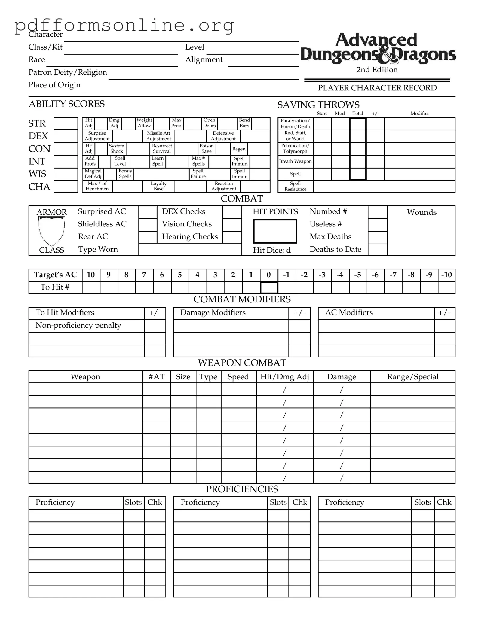 Add Character Sheet Template