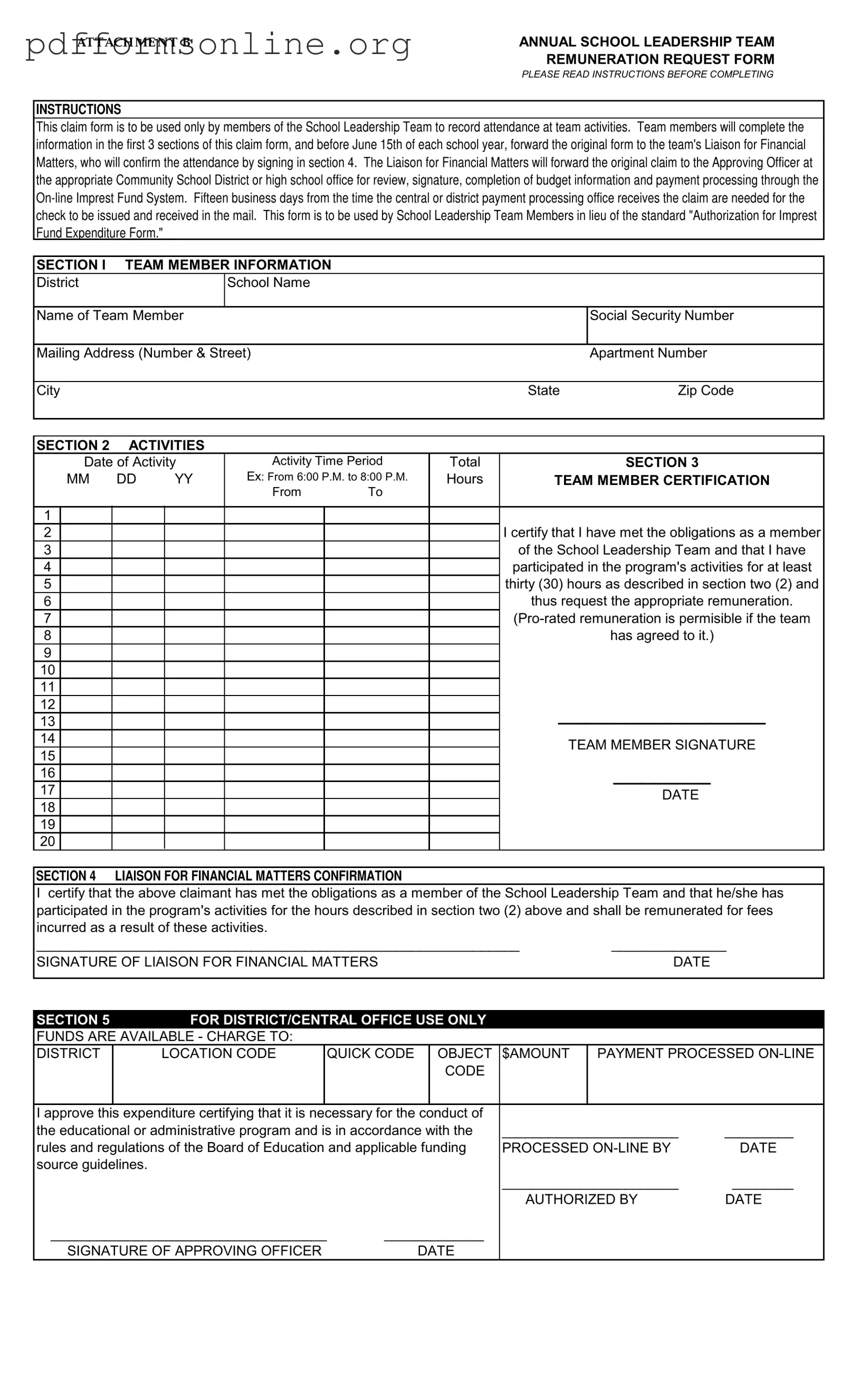 Annual School Leadership Team Template