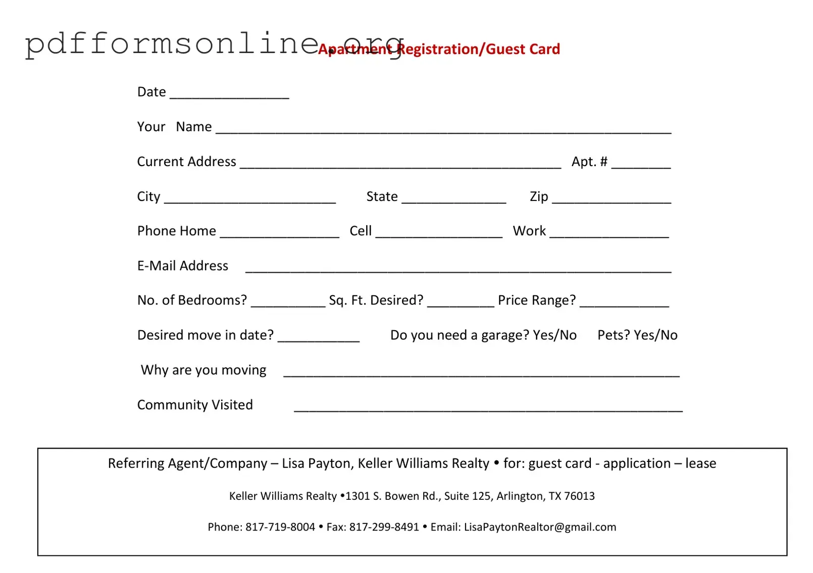 Apartment Card Template