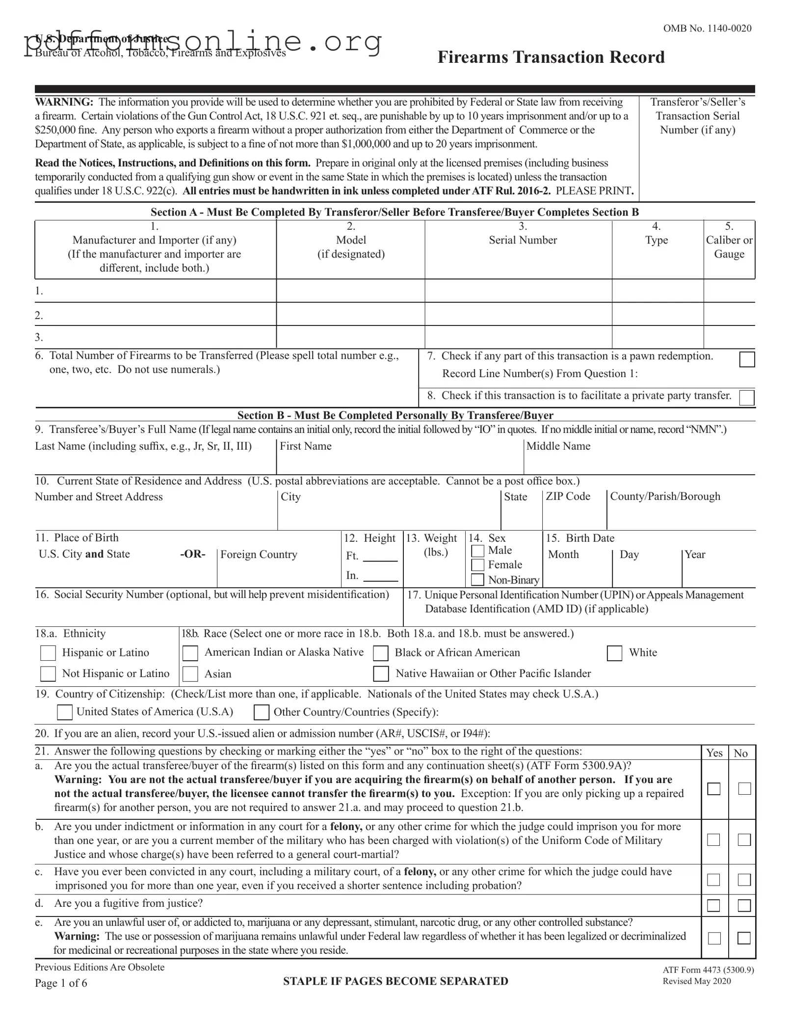 ATF 4473 Template
