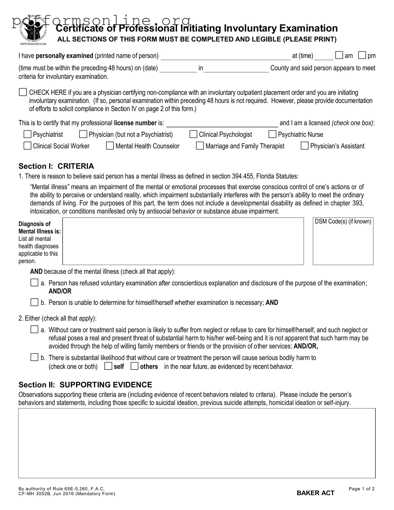 Baker Act Template