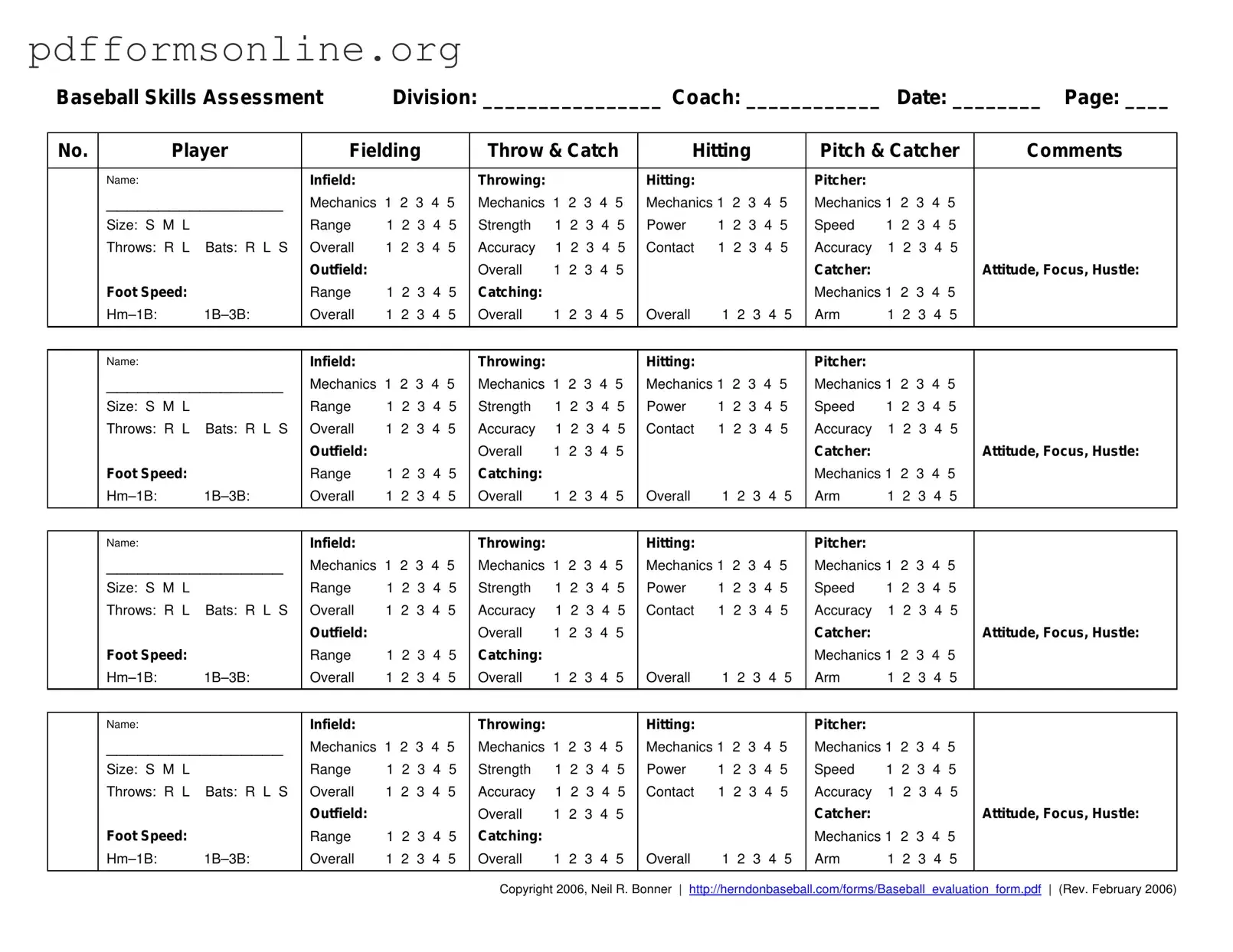 Baseball Assessment Template