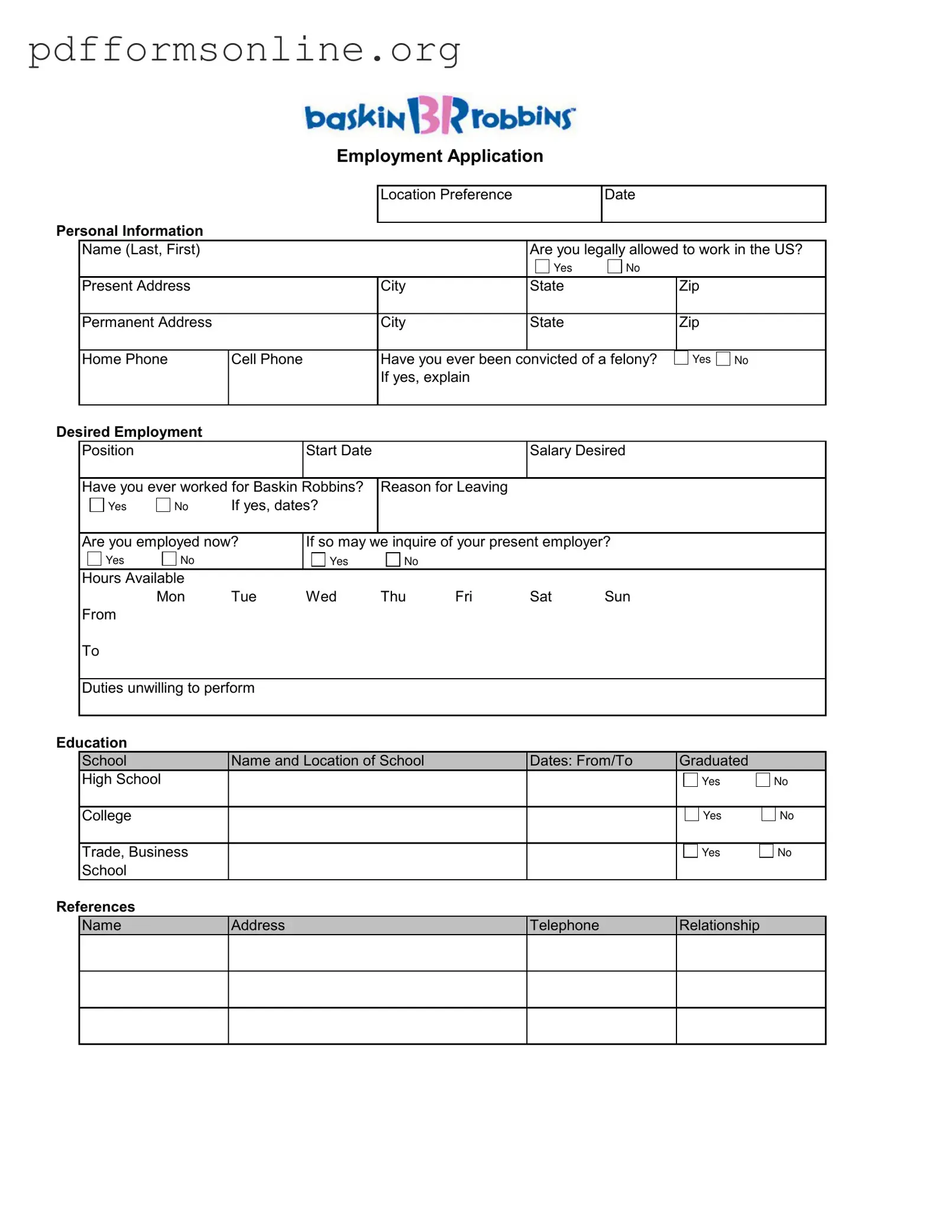 Baskin Robbins Job Template