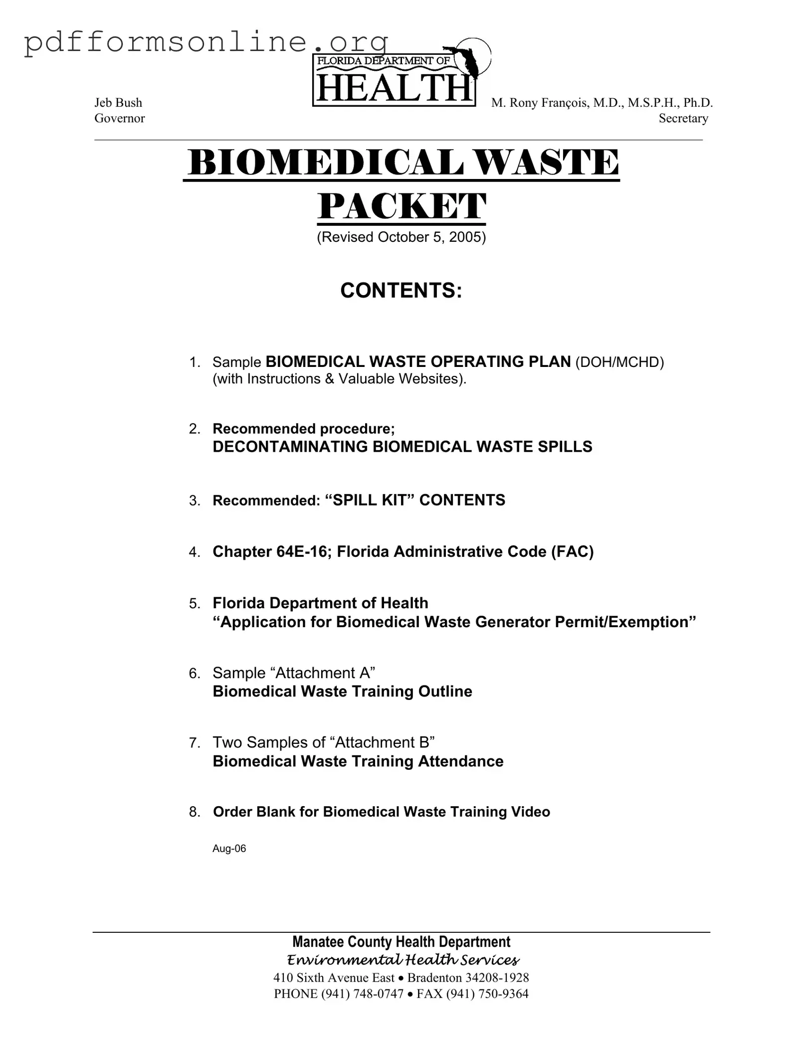 Biomedical Waste Operating Plan Template