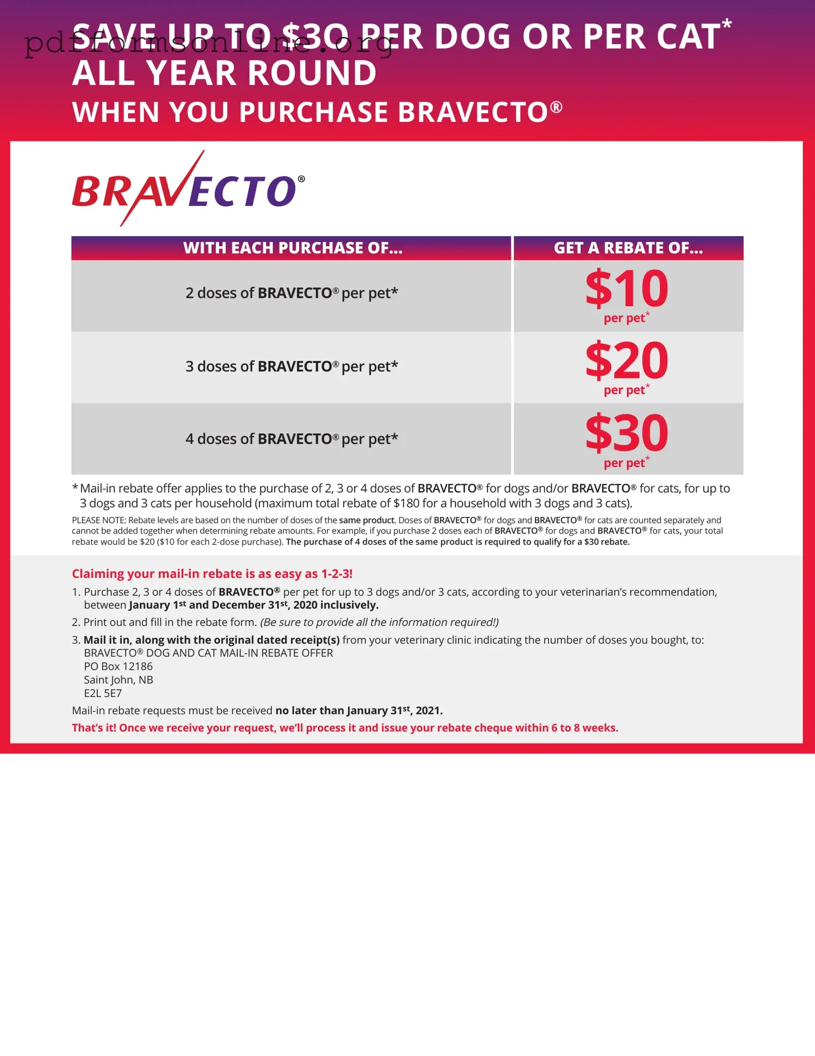 Bravecto rebate form Template