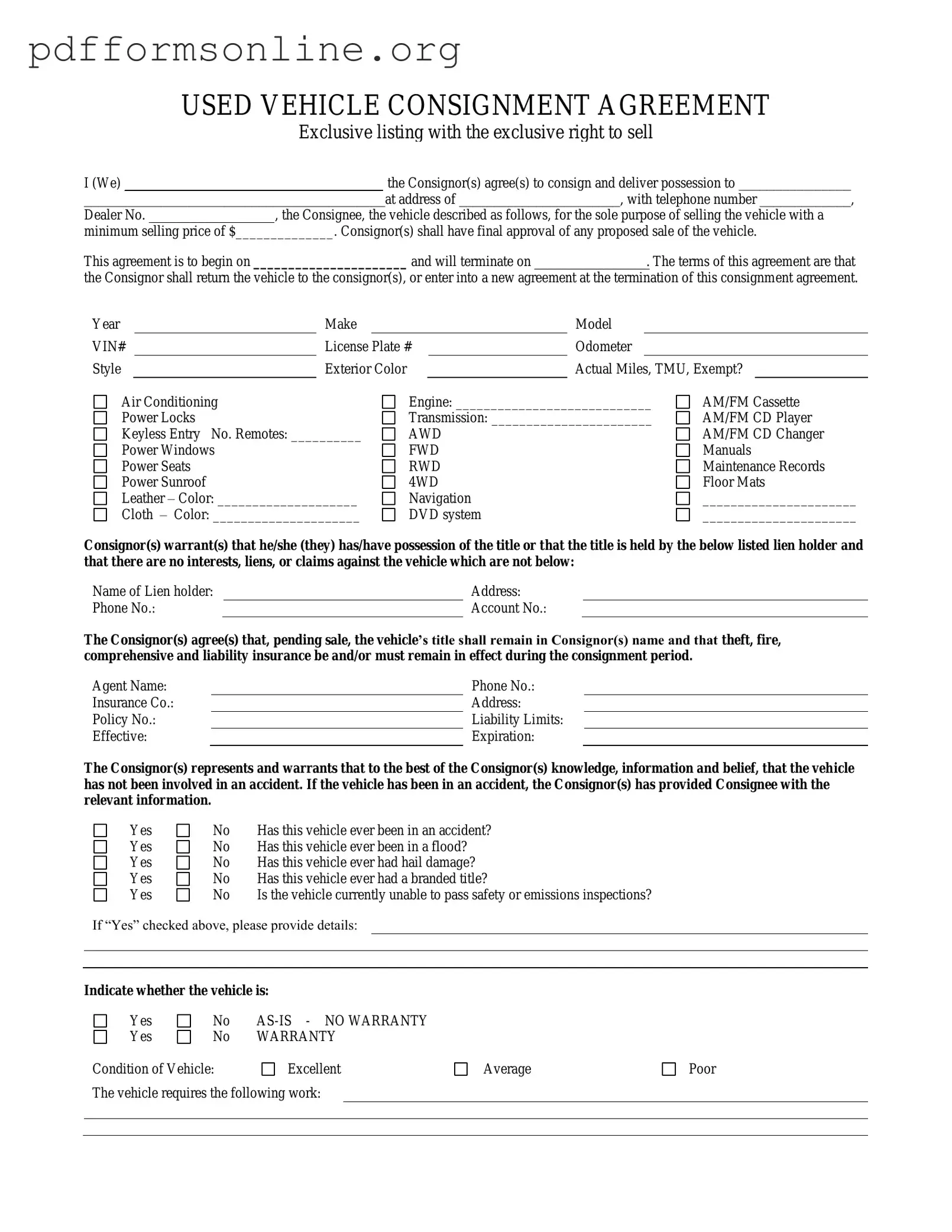 Car Consignment Template