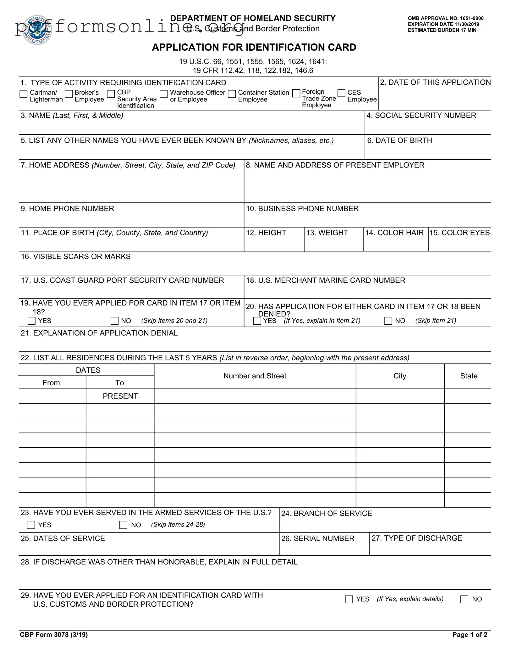 Cbp 3078 Template