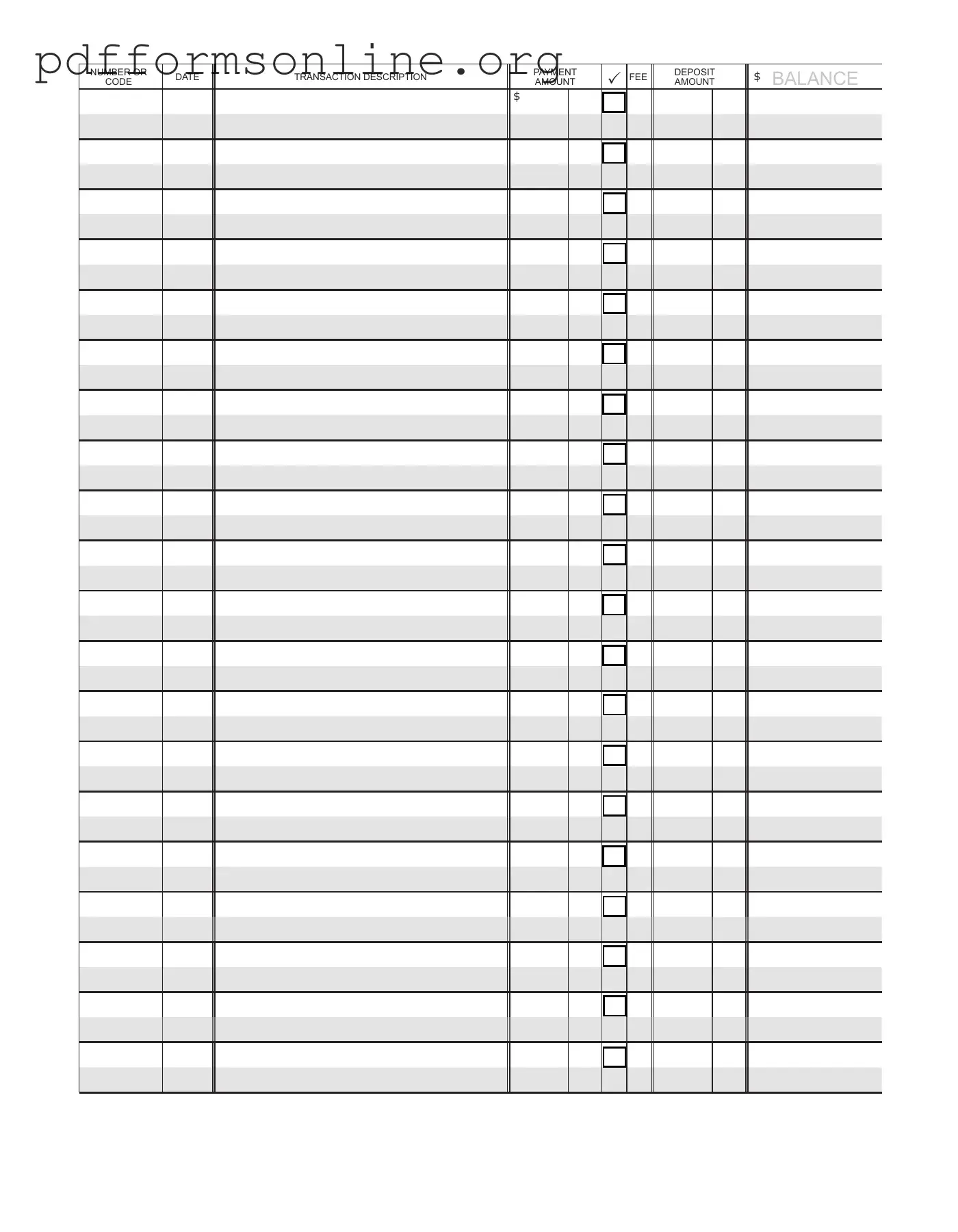 Check Register Template