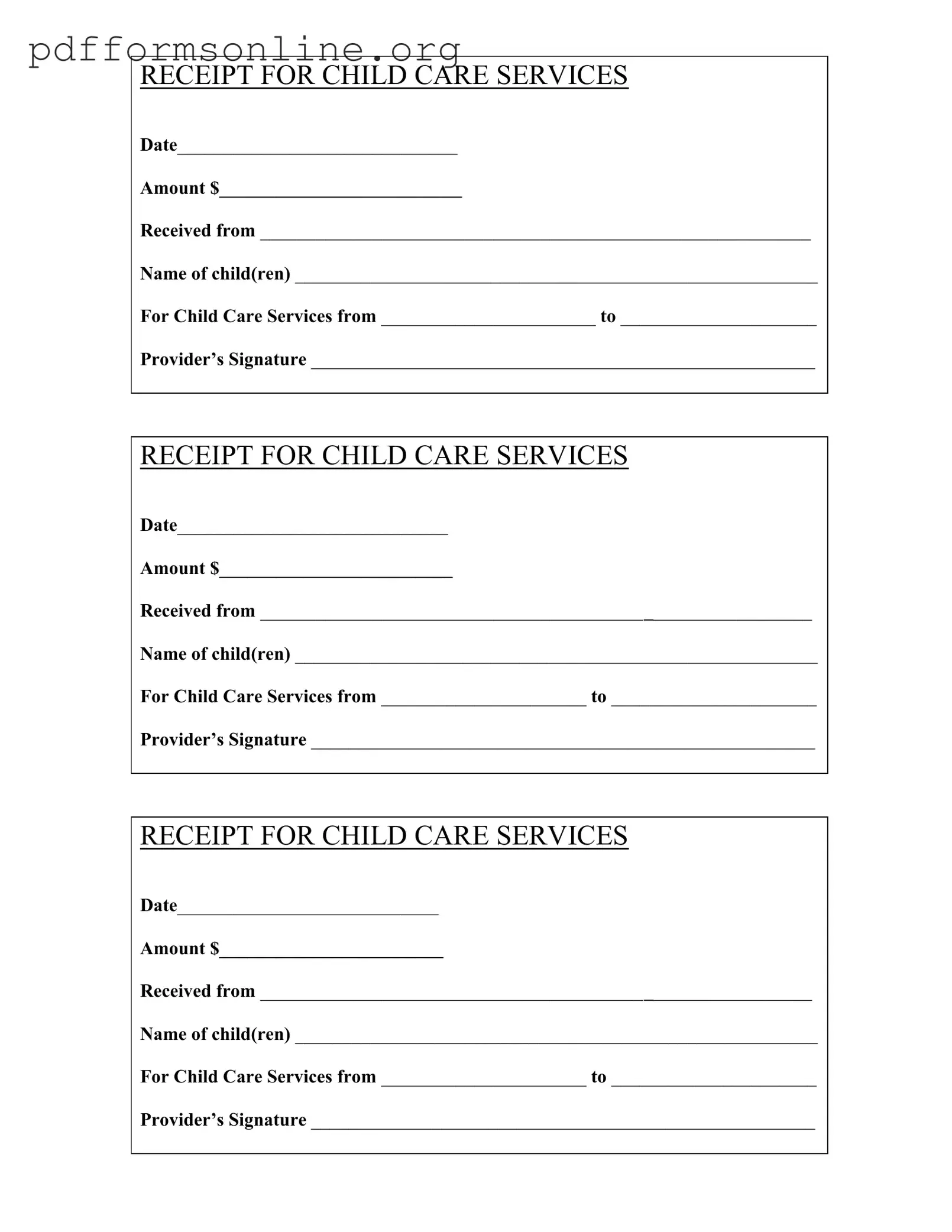 Childcare Receipt Template