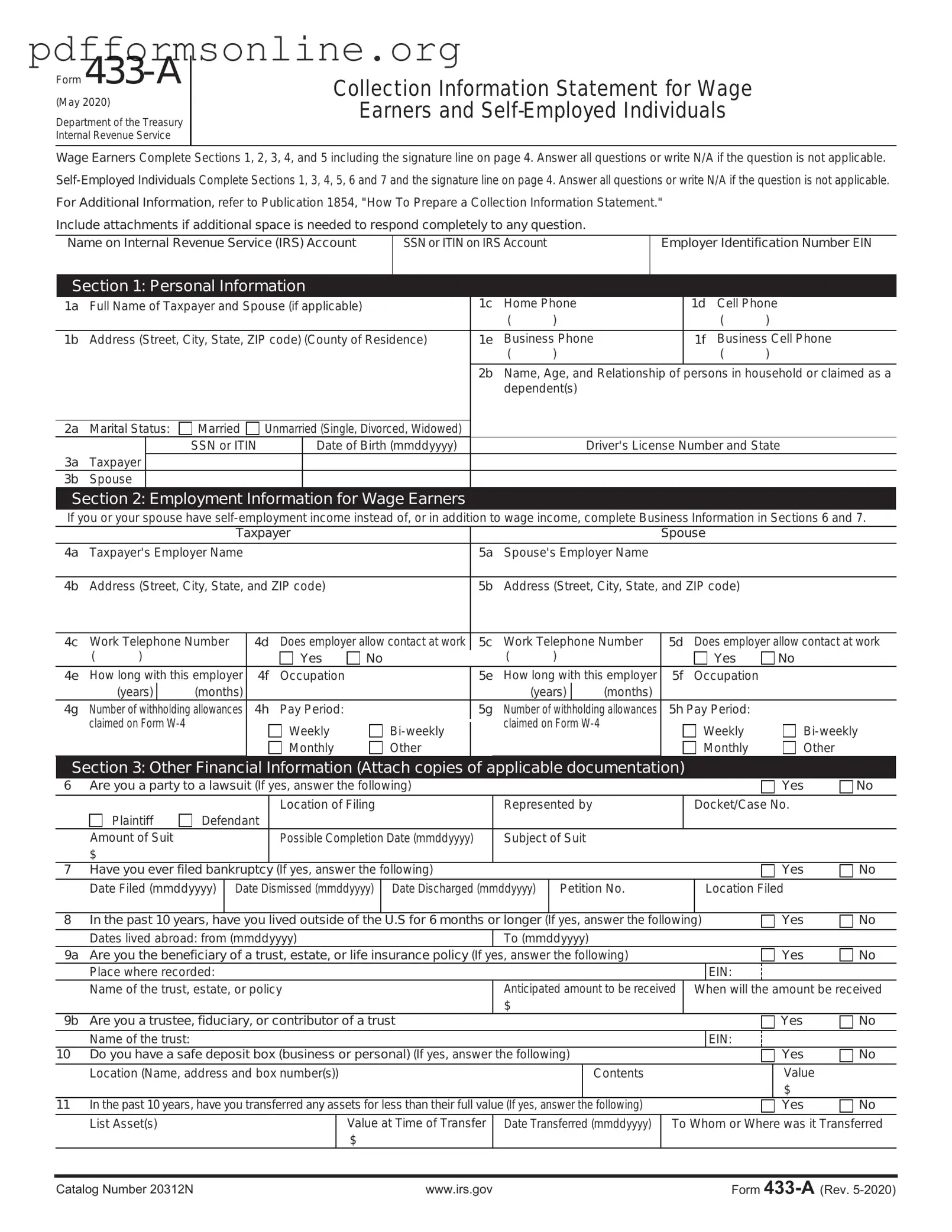 IRS 433-A Template