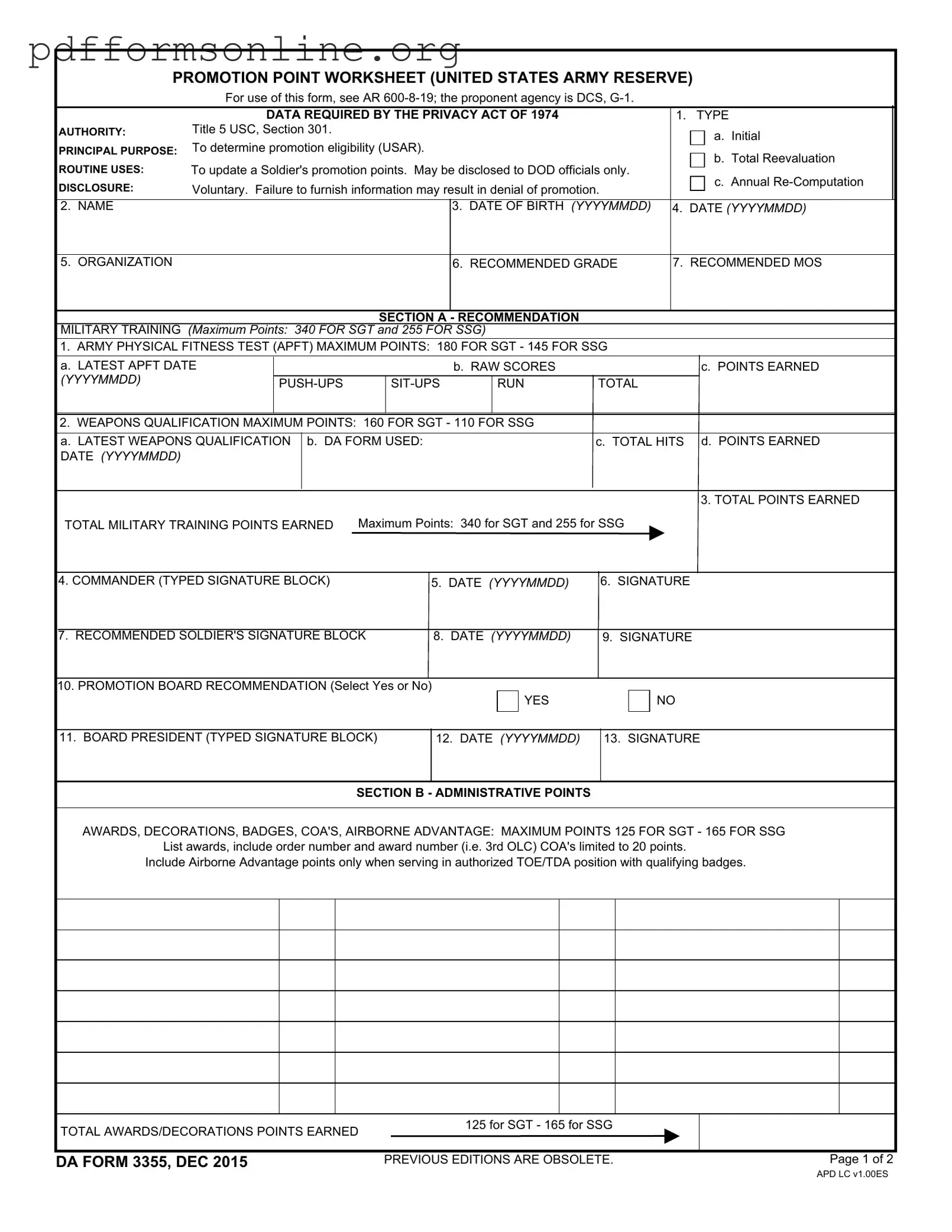Da 3355 Template