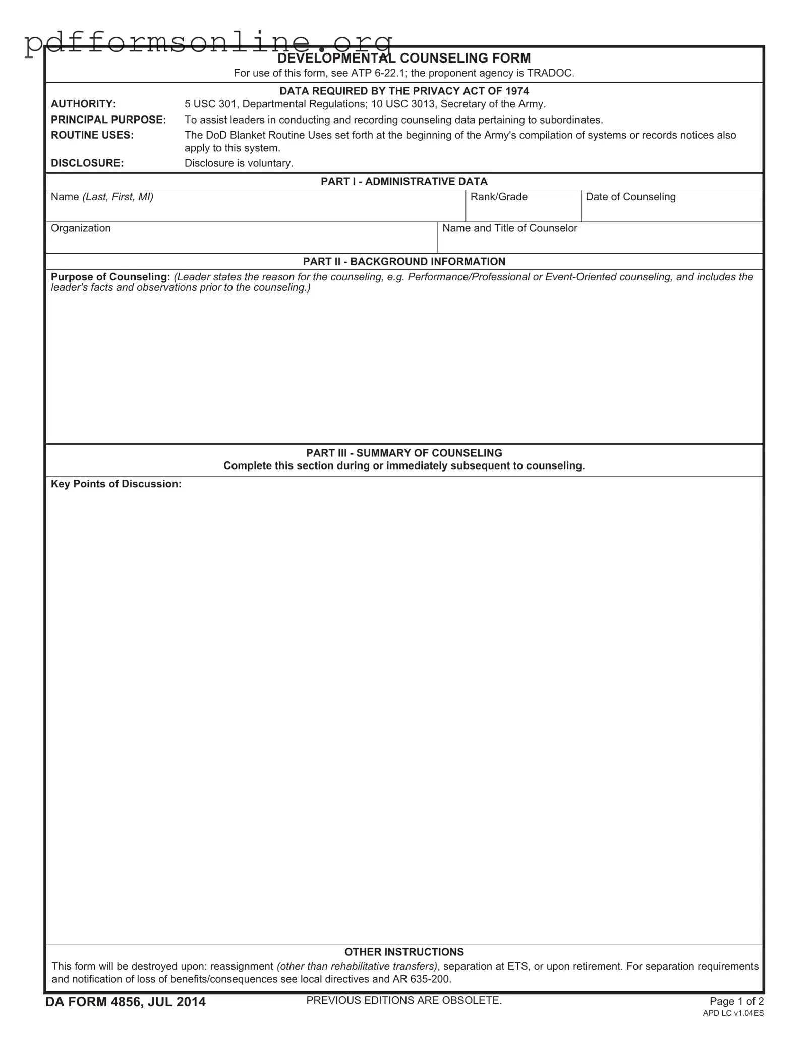 DA 4856 Template