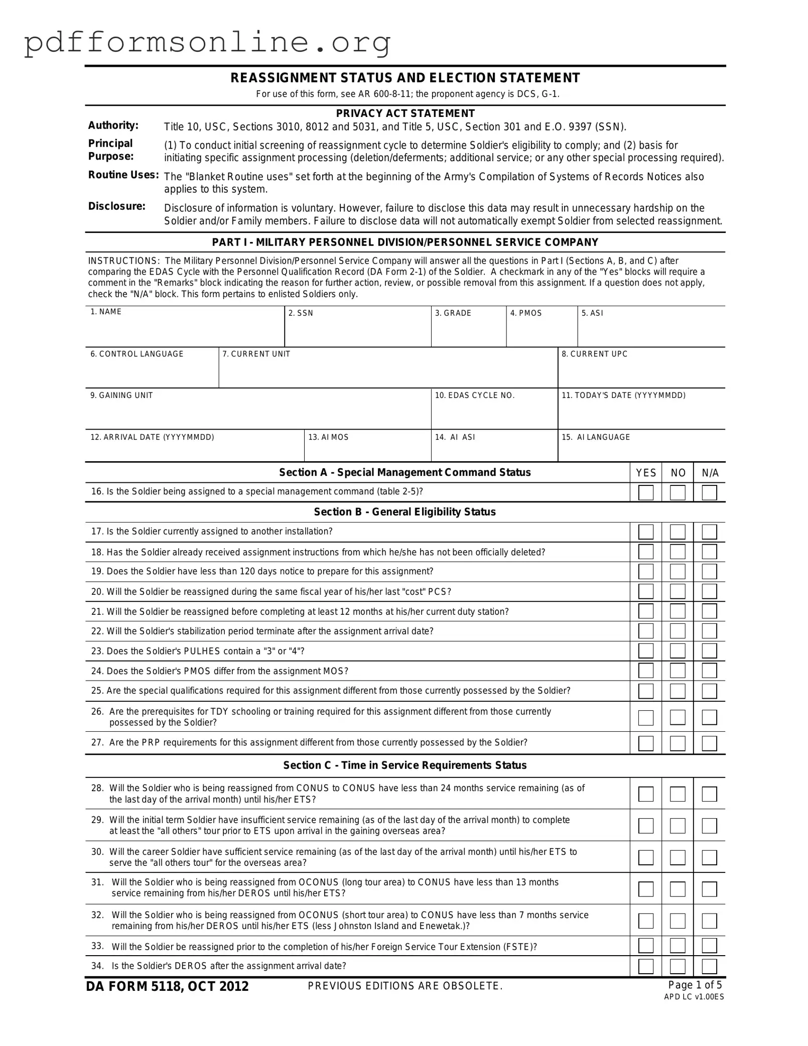 Da 5118 Template