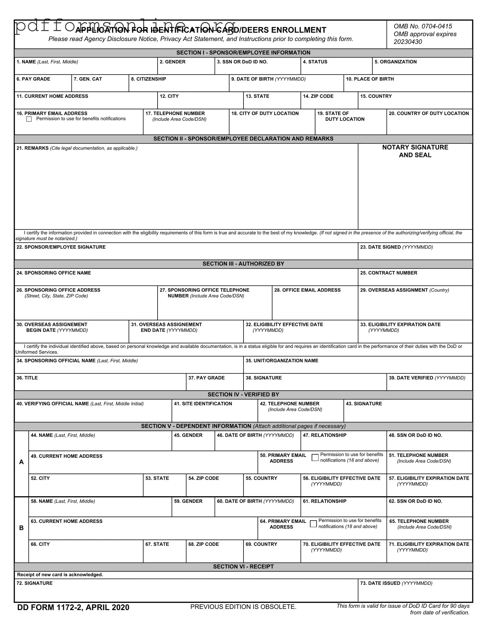 Dd 1172 2 Template