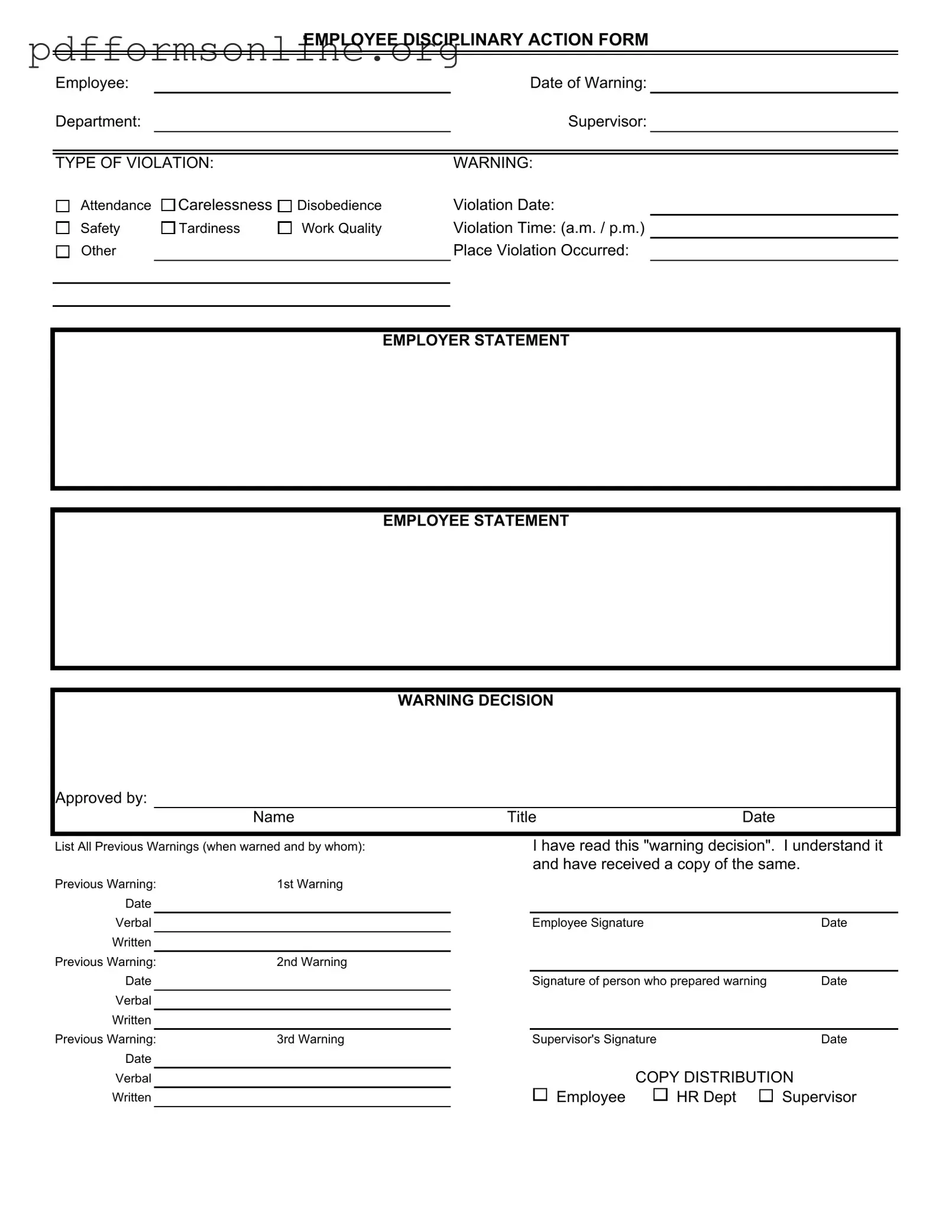 Disciplinary Action Template