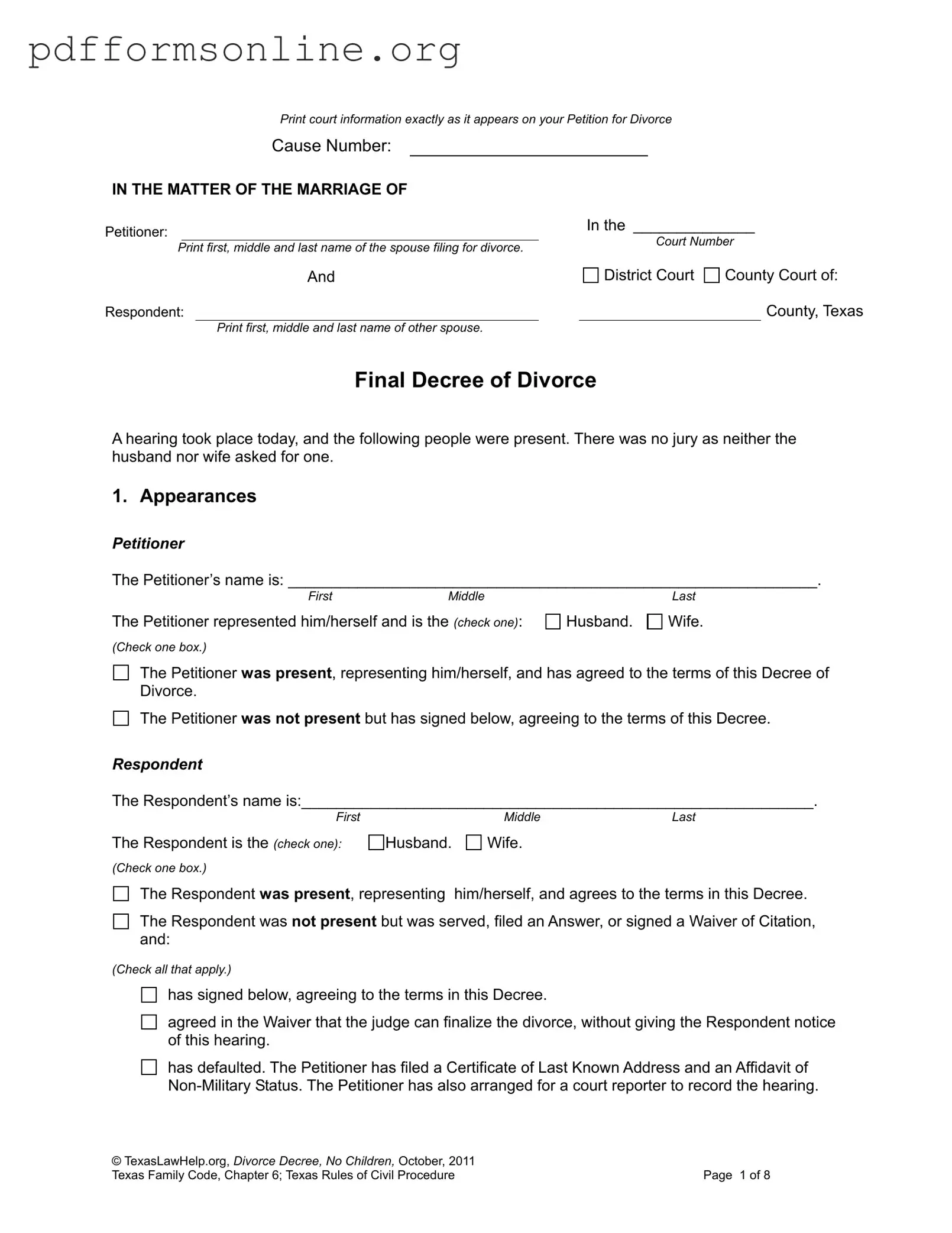 Divorce Decree Template
