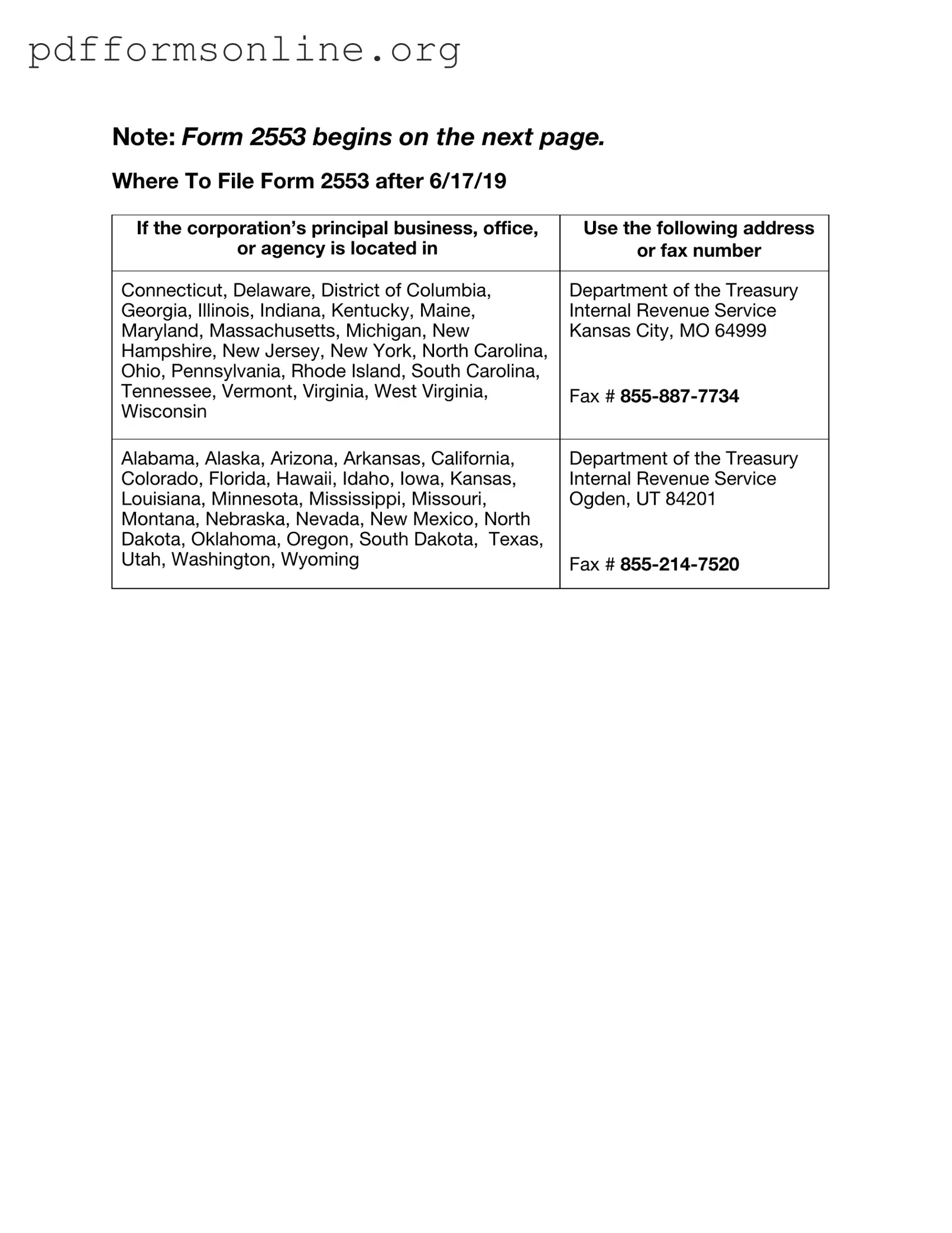 IRS 2553 Template