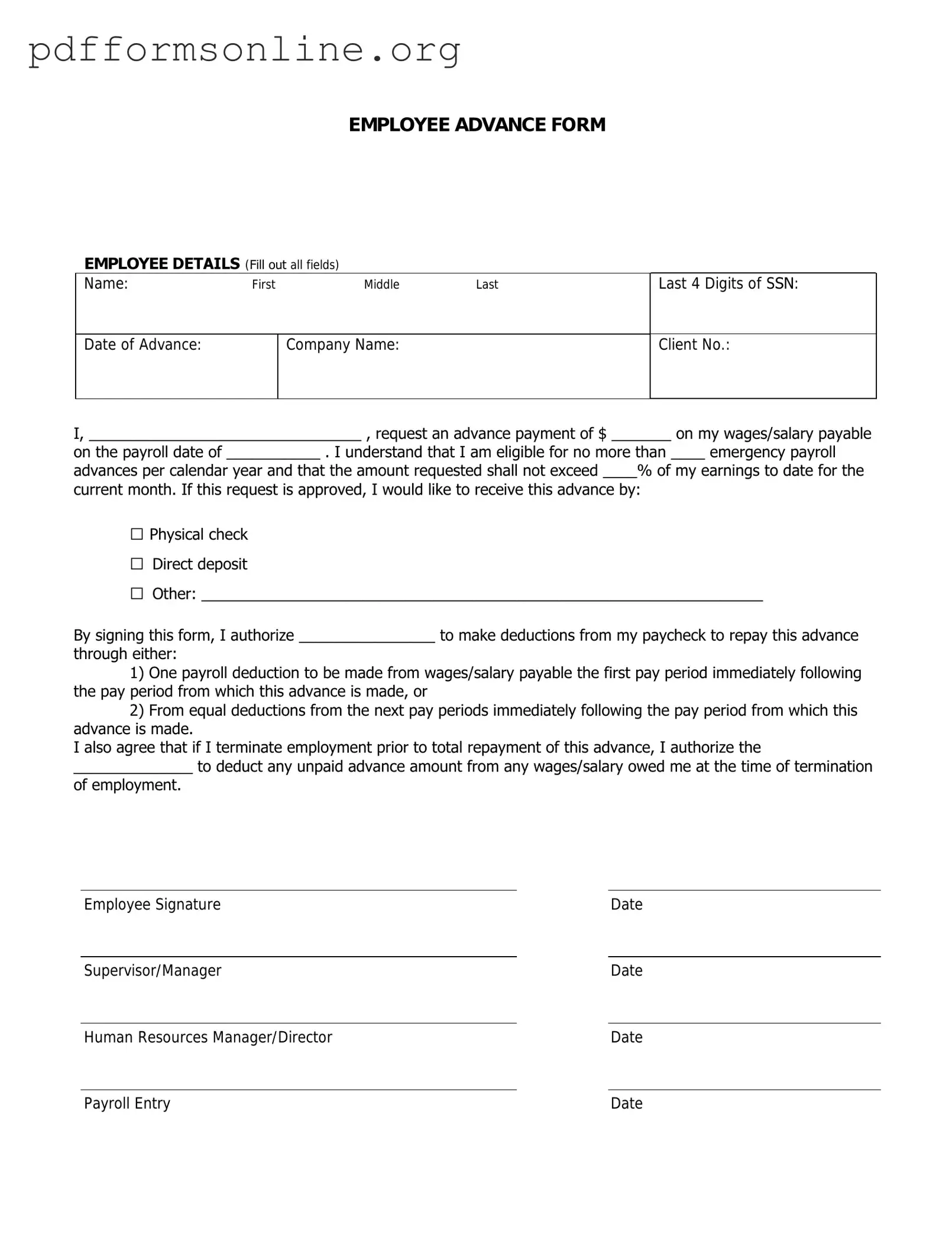 Employee Advance Template