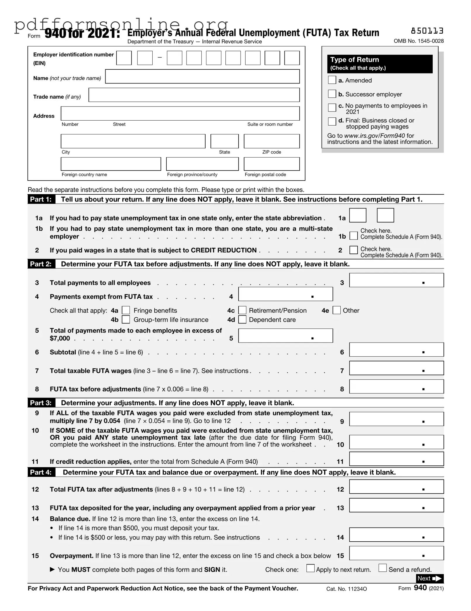 IRS 940 Template