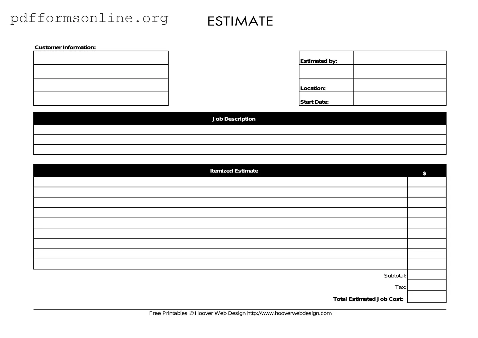 Estimate Template