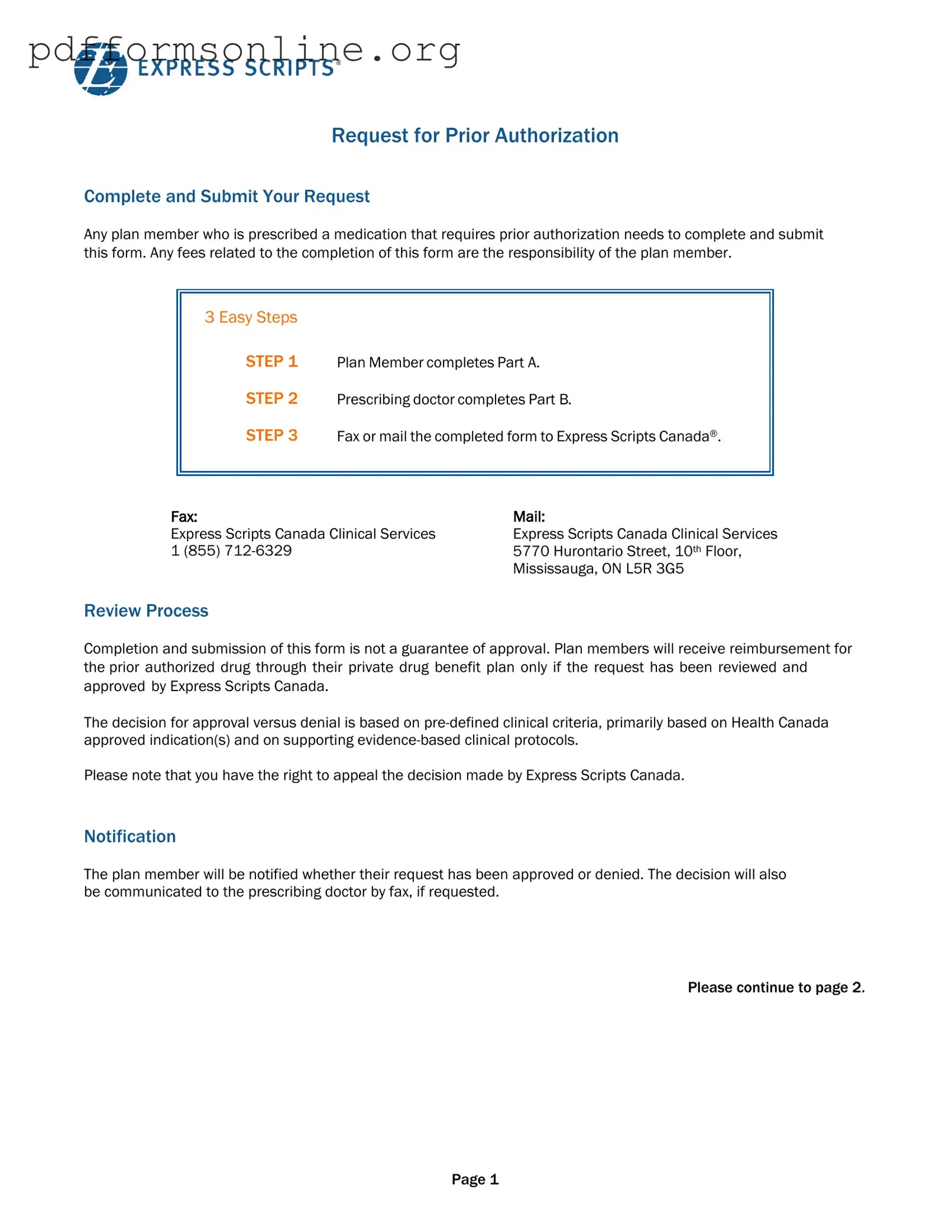 Express Scripts Prior Authorization Template