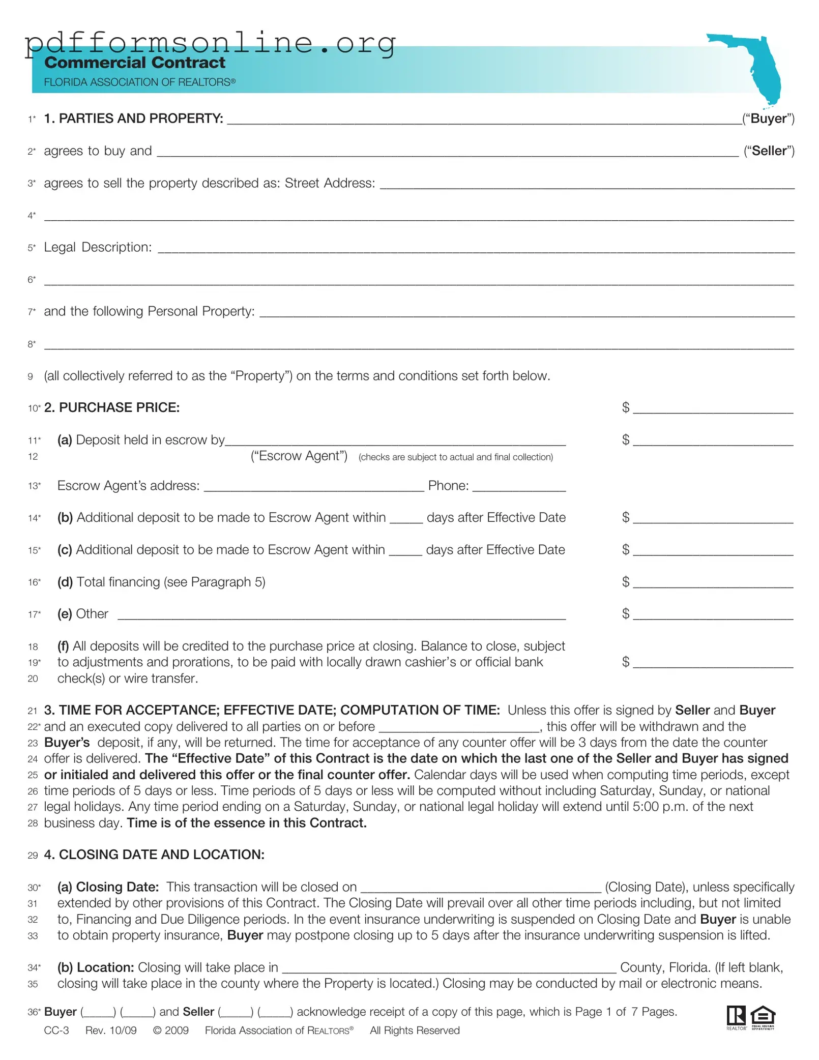 Florida Commercial Contract Template