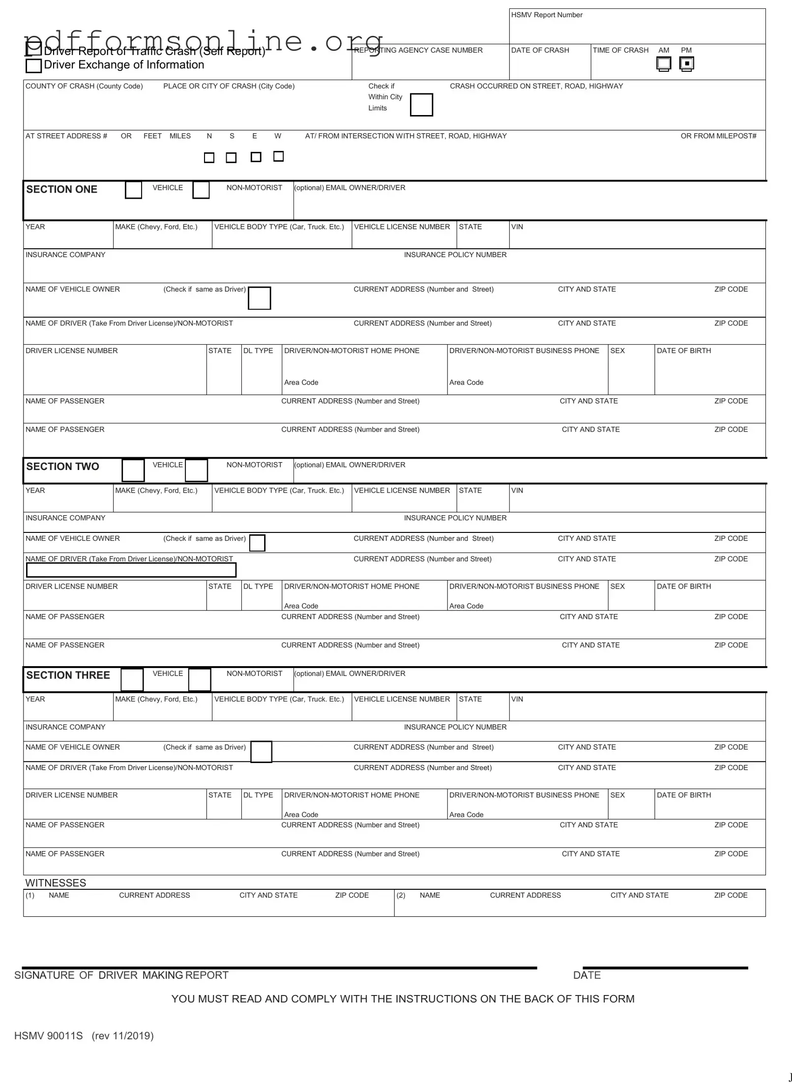 Florida Traffic Crash Report Template