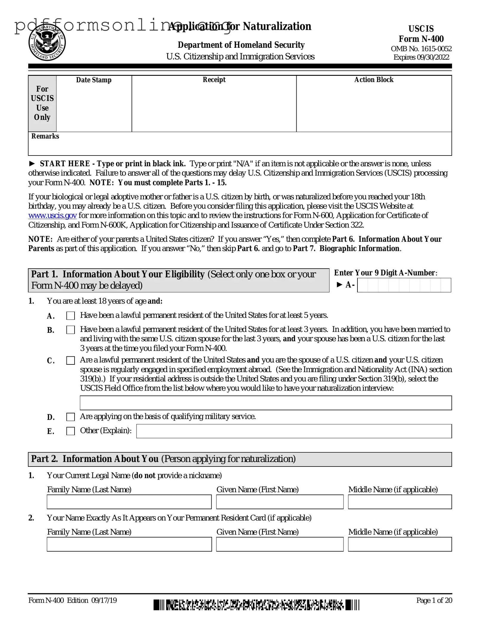 USCIS N-400 Template