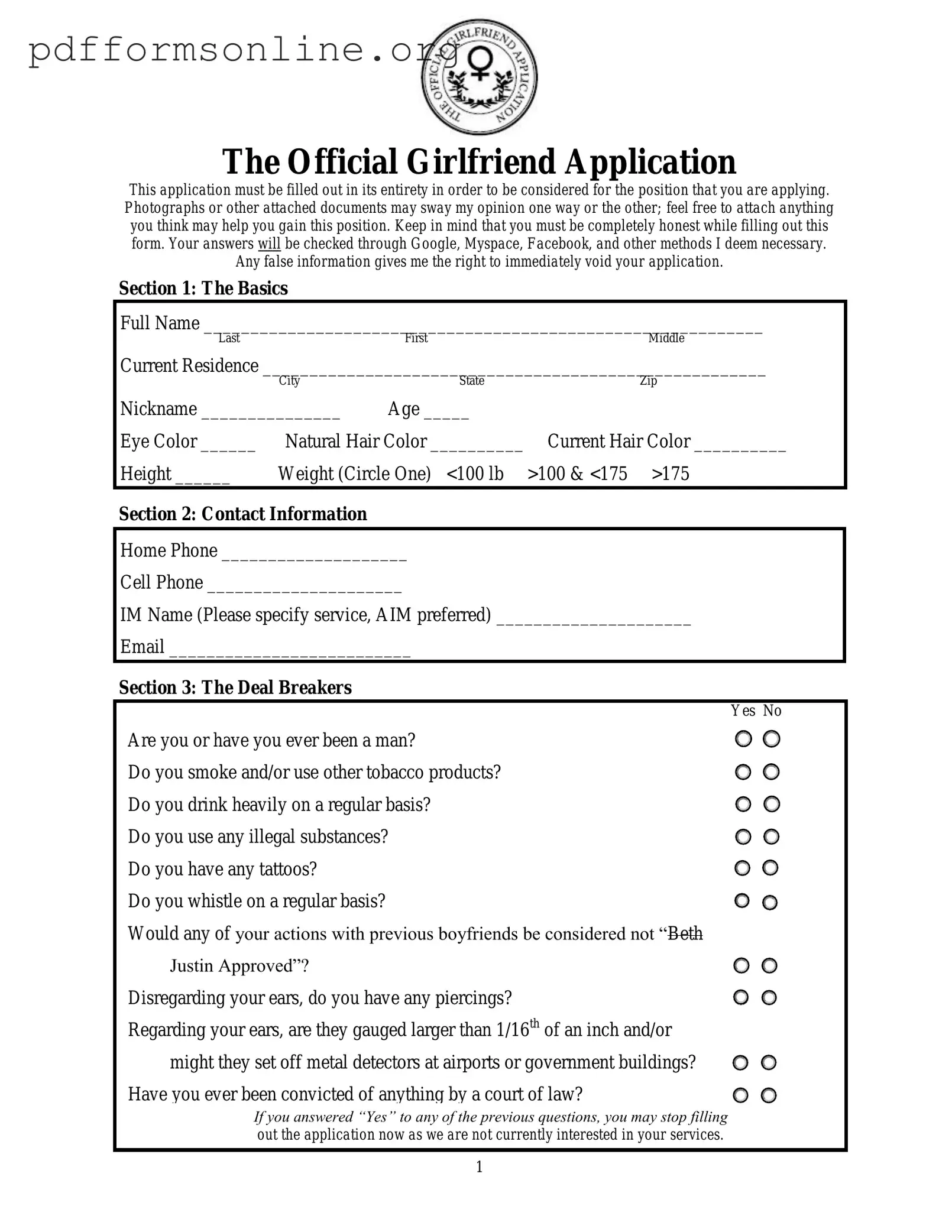 Girlfriend Application Template