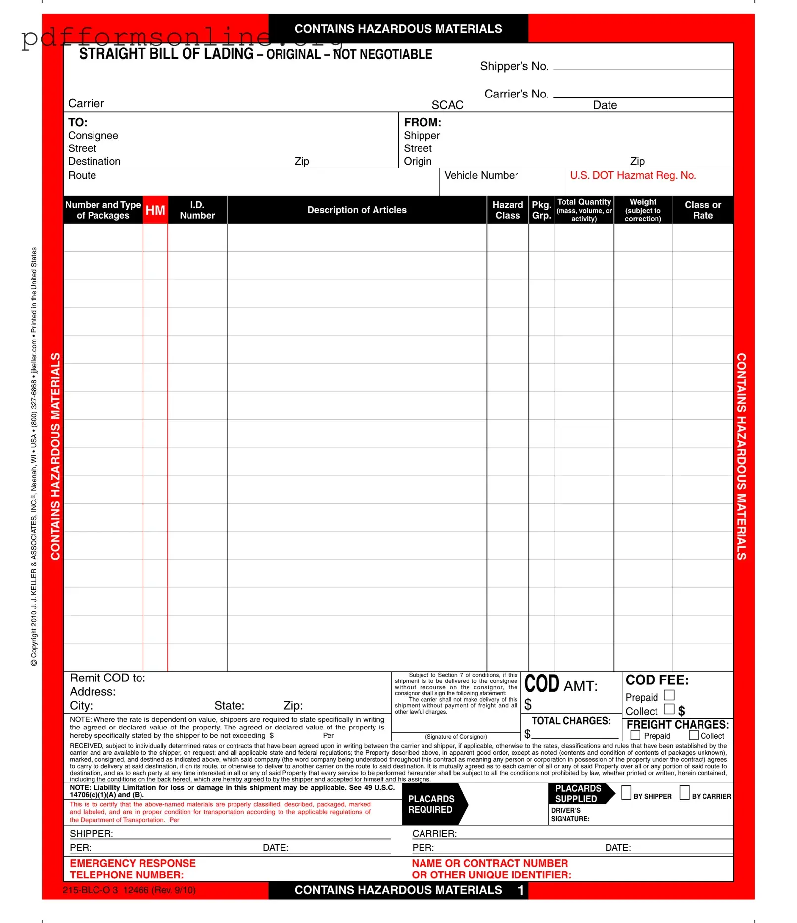 Hazard Bill Of Ladden Template