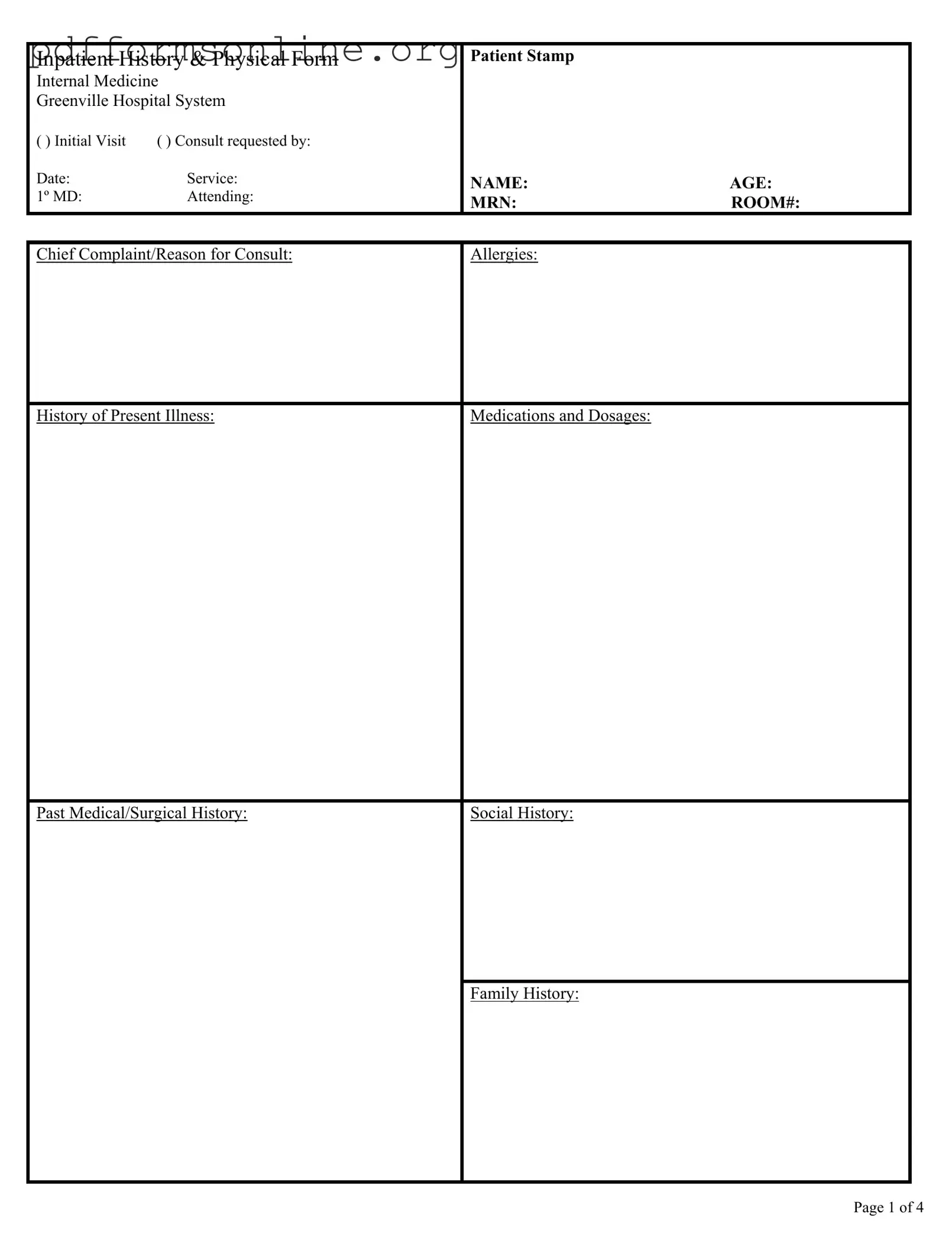 History And Physical Template