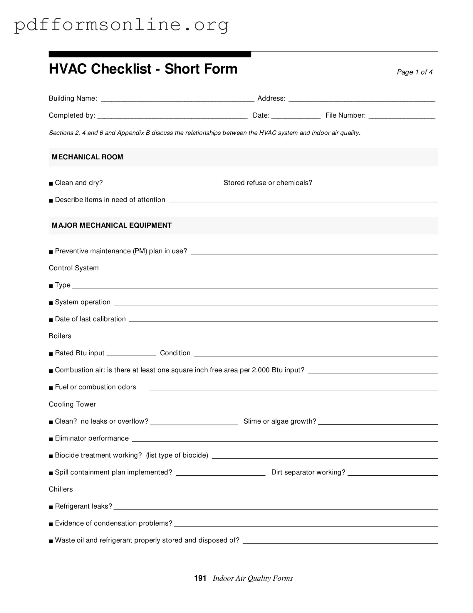 Hvac Inspection Checklist Template