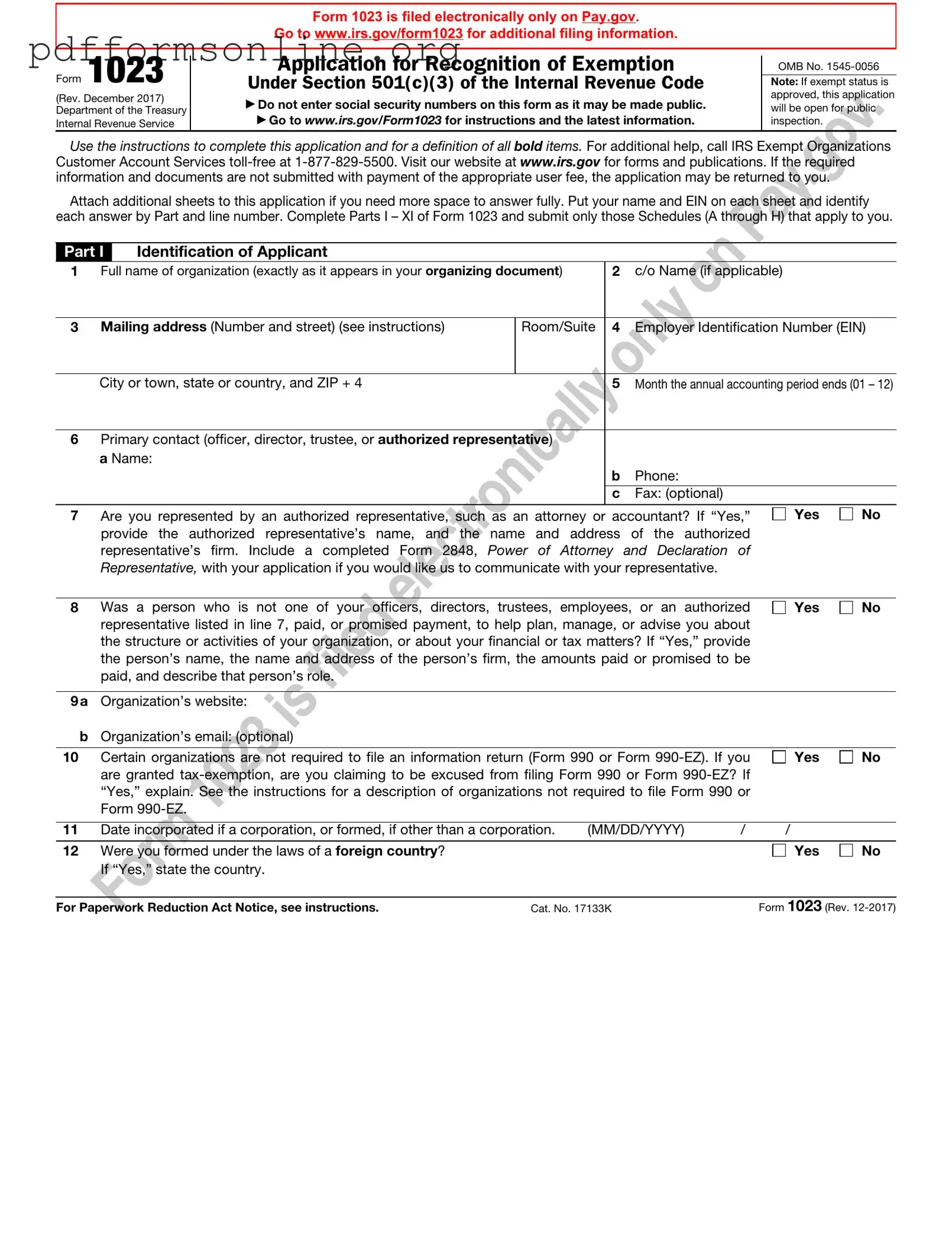 IRS 1023 Template
