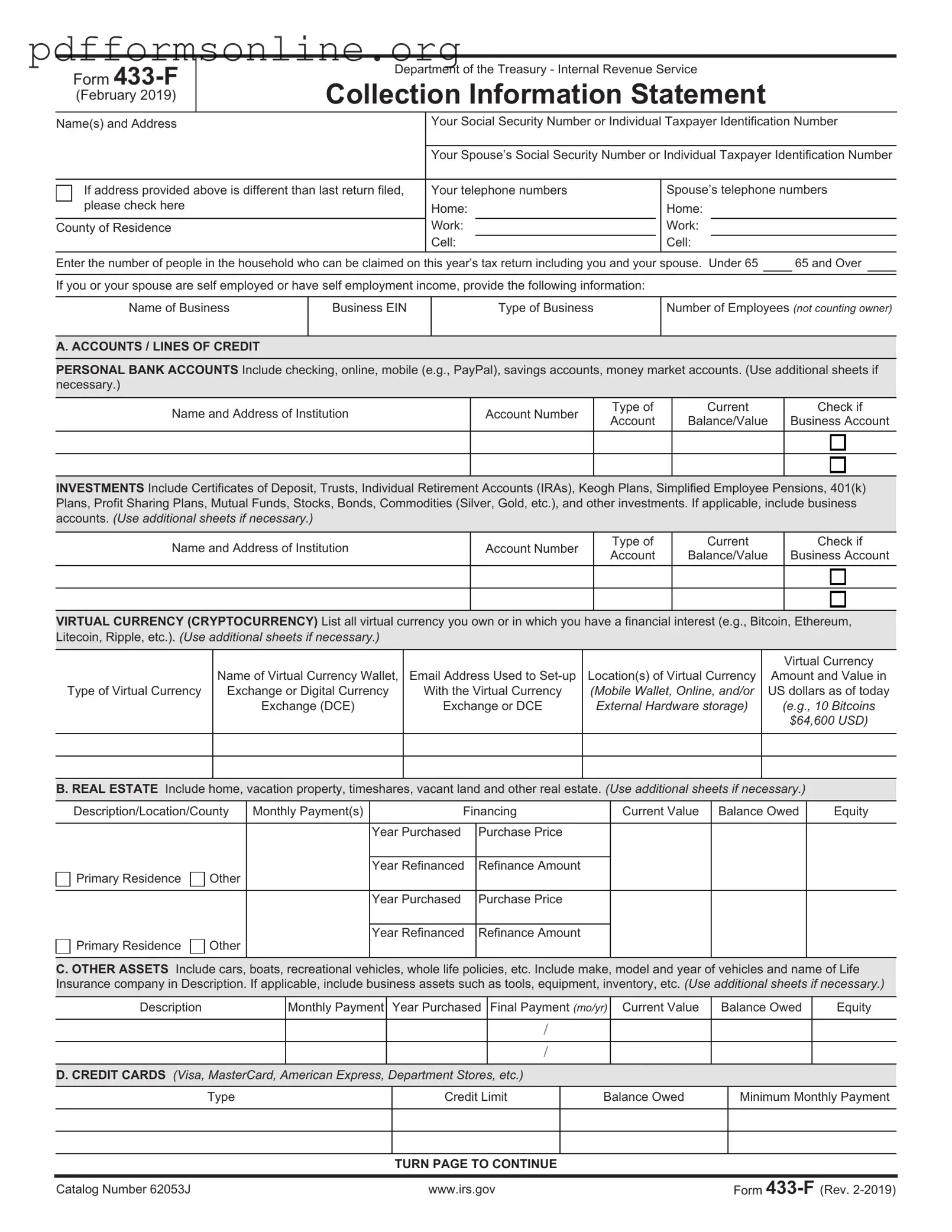 IRS 433-F Template