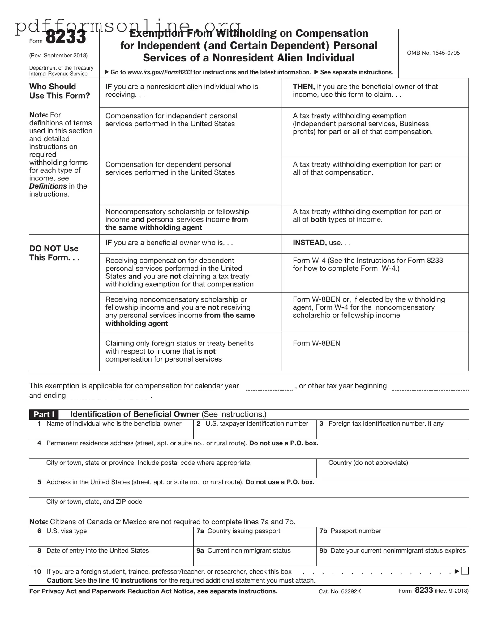 IRS 8233 Template