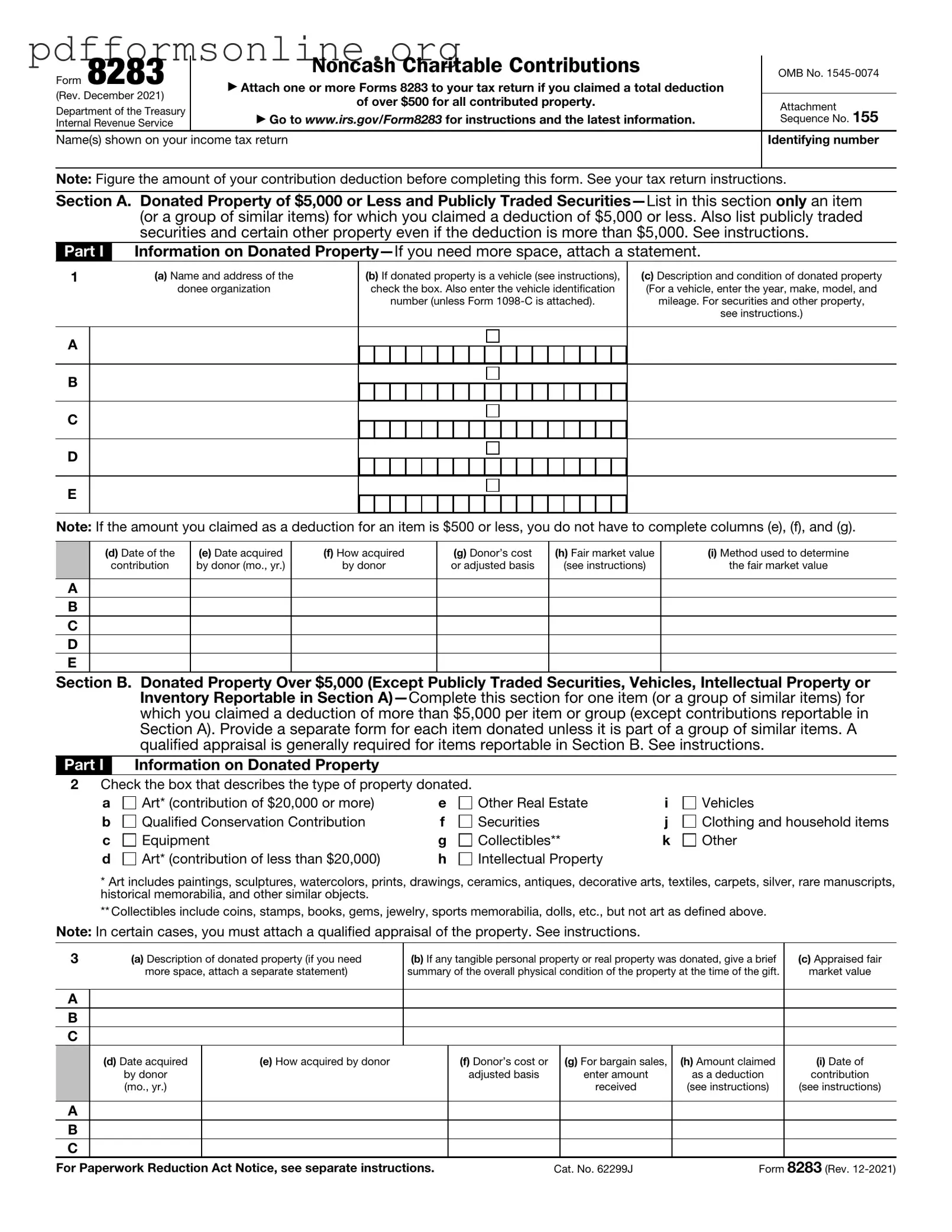 IRS 8283 Template