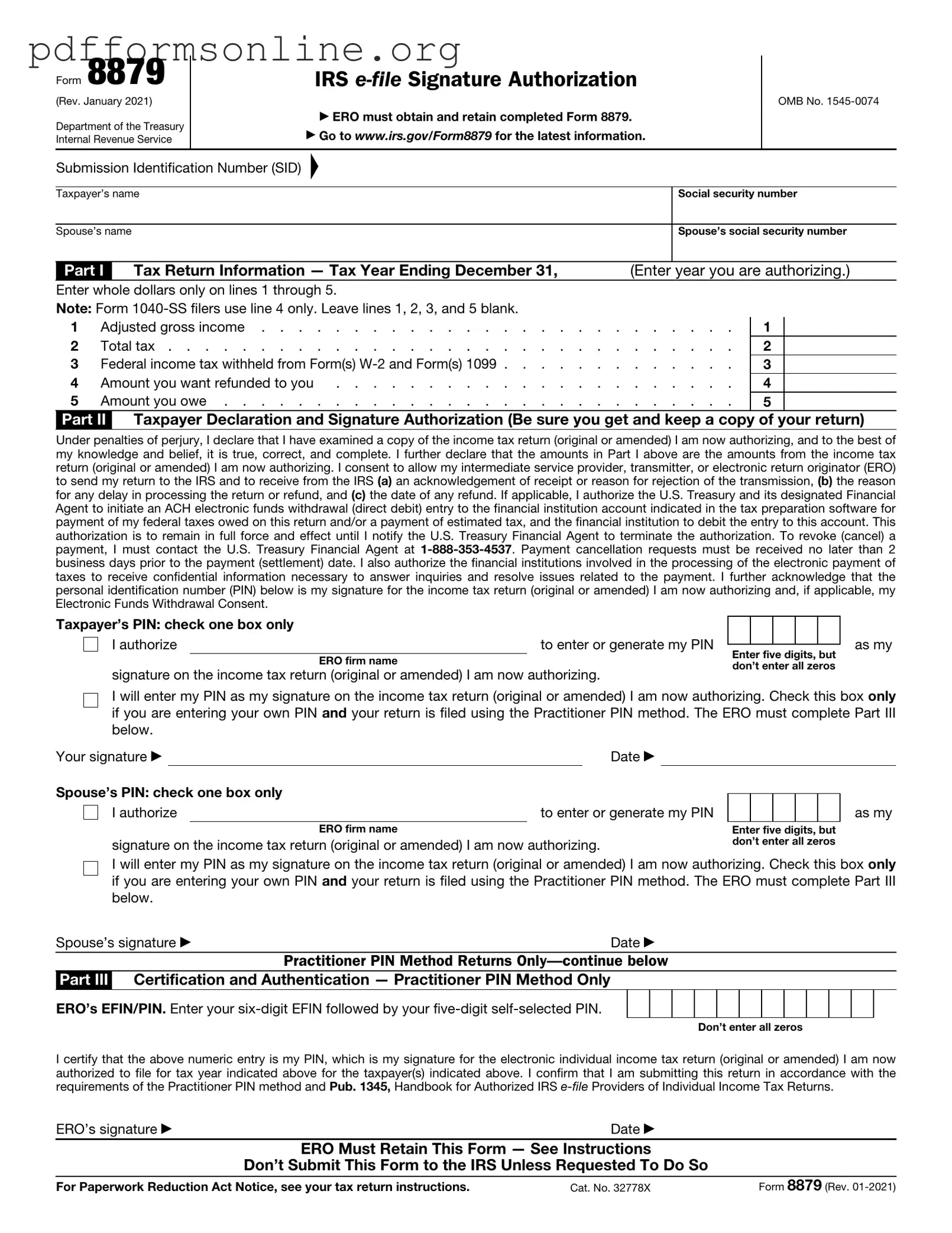 IRS 8879 Template