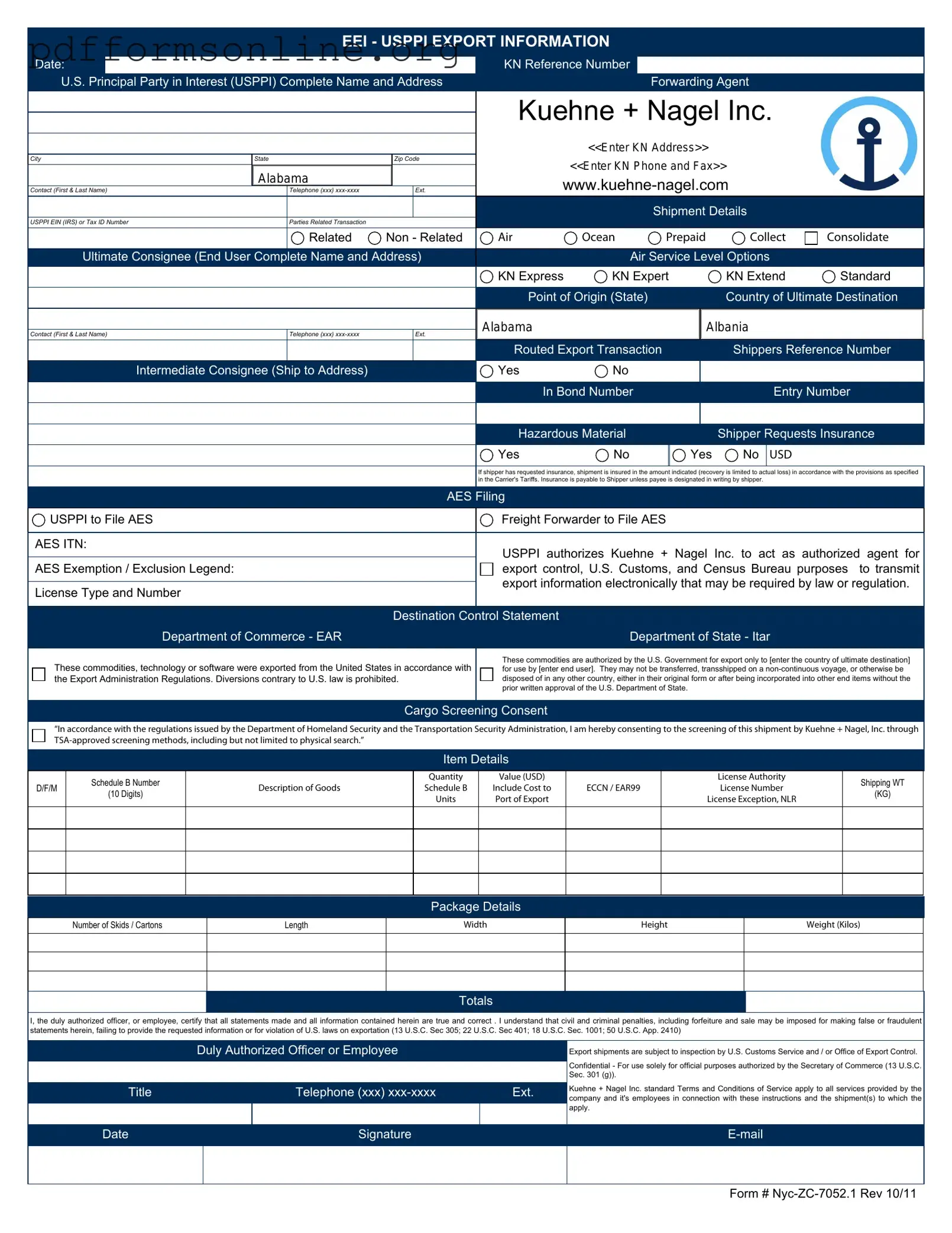 Kuehne Nagel Eei Template