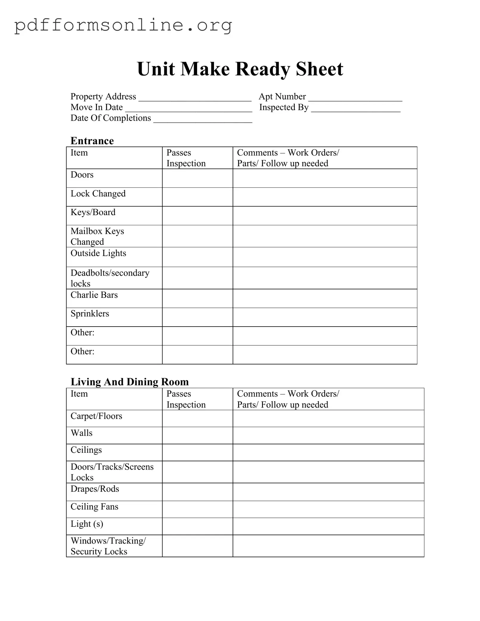 Make Ready Checklist Template