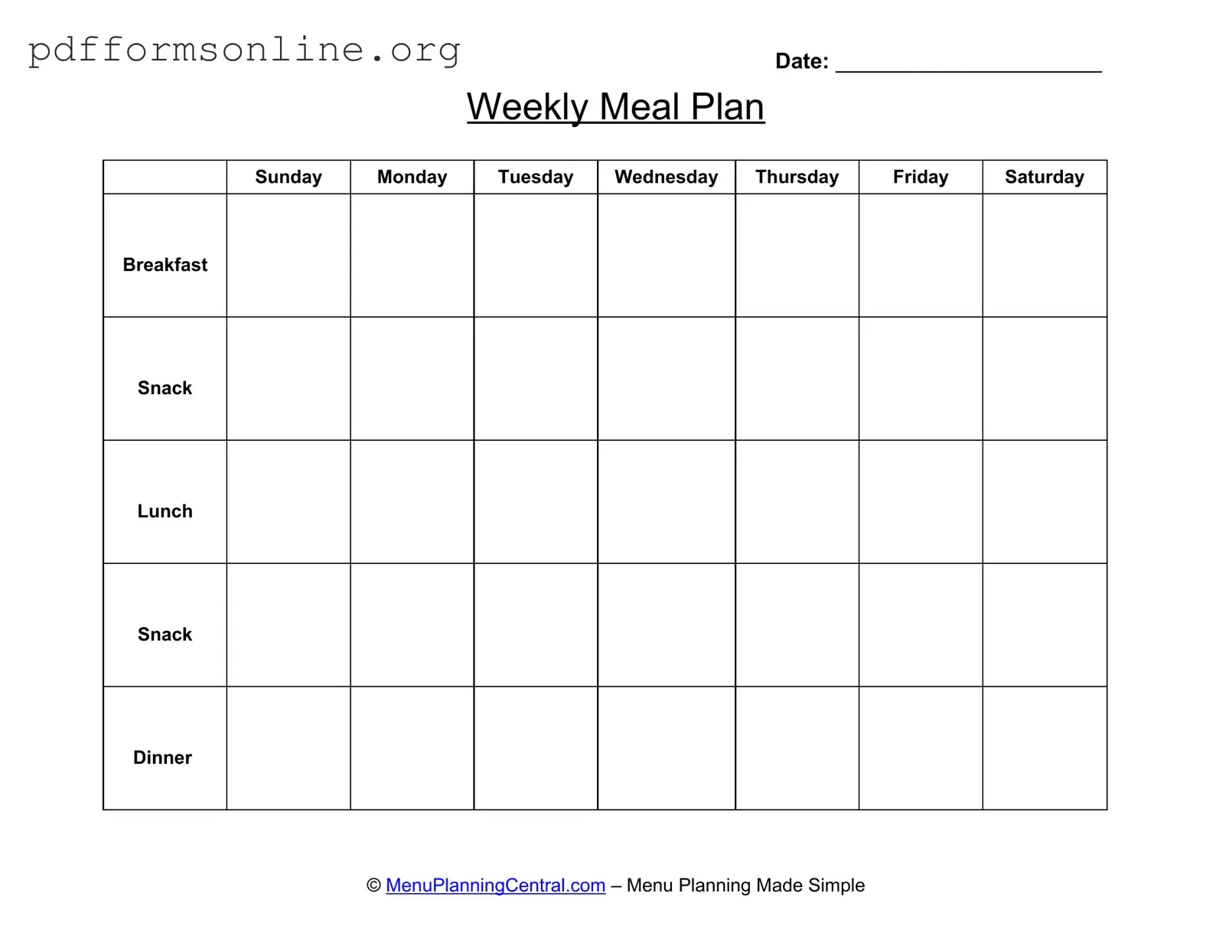 Menu Planner Template