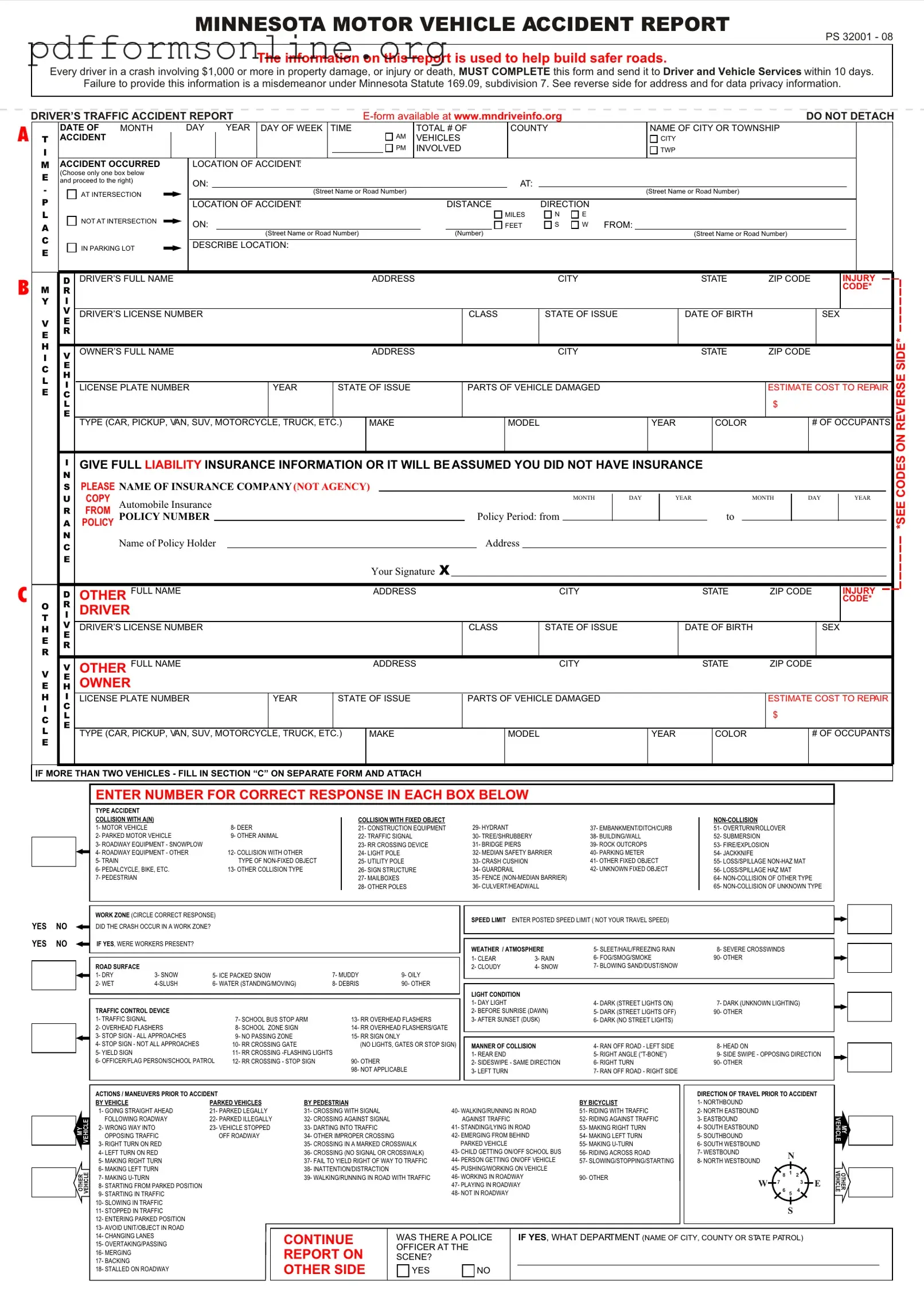 Minnesota Accident Report Template