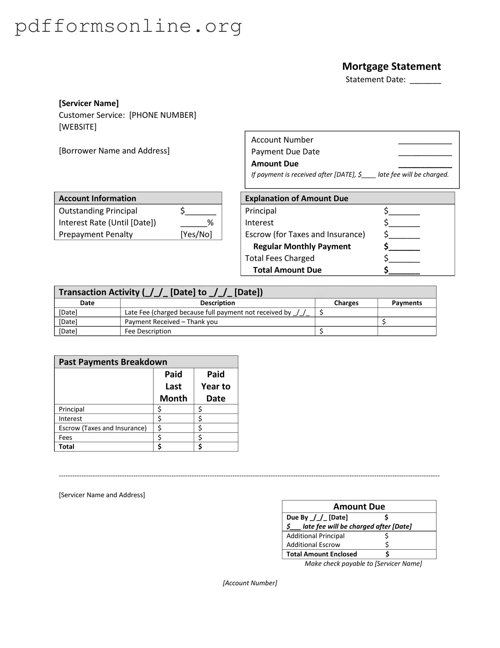 Mortgage Statement Template