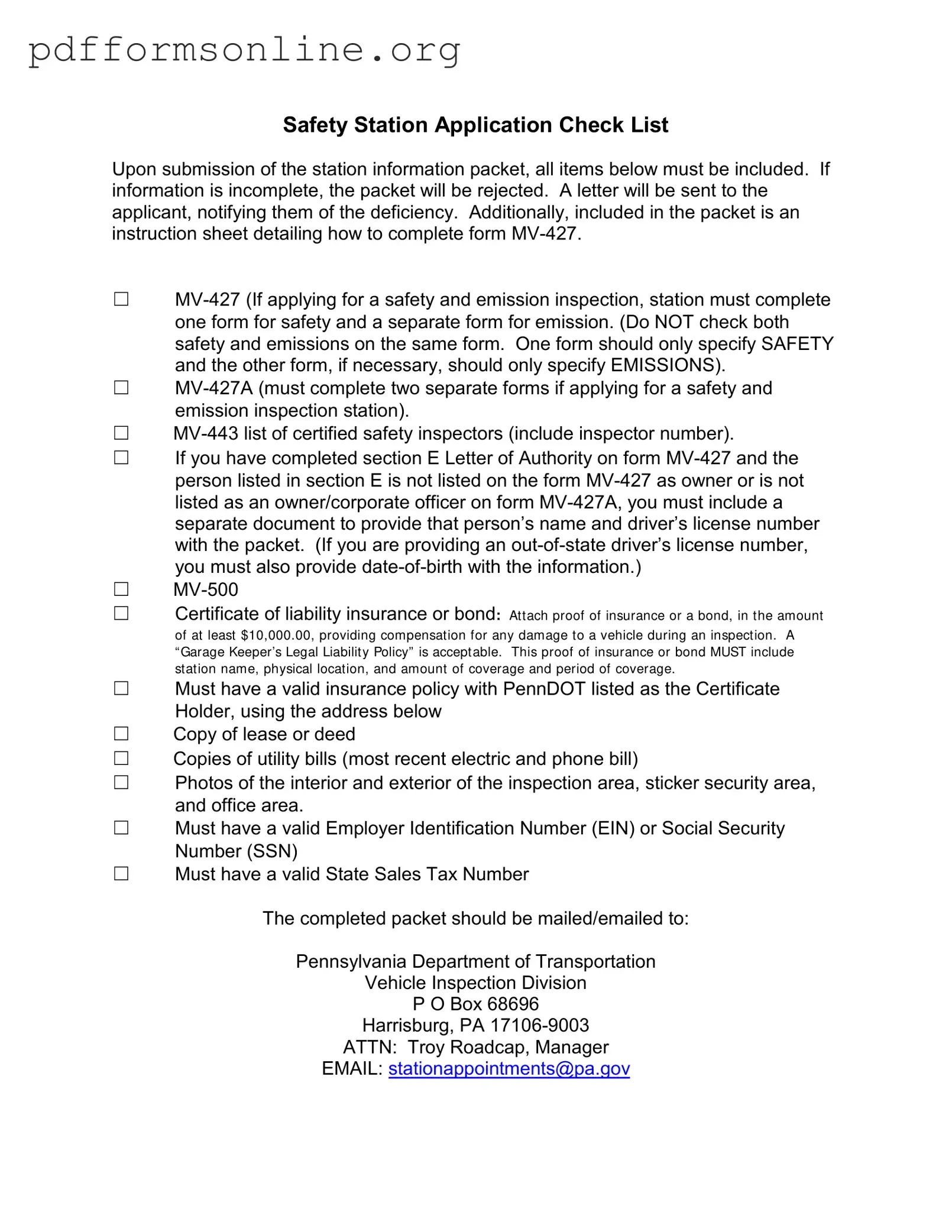 Mv 427 Penndot Template