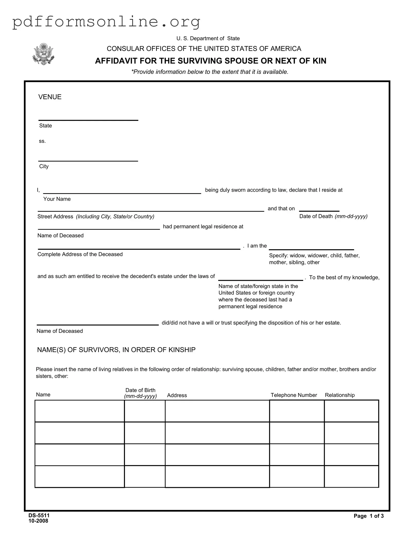Next Of Kin Template