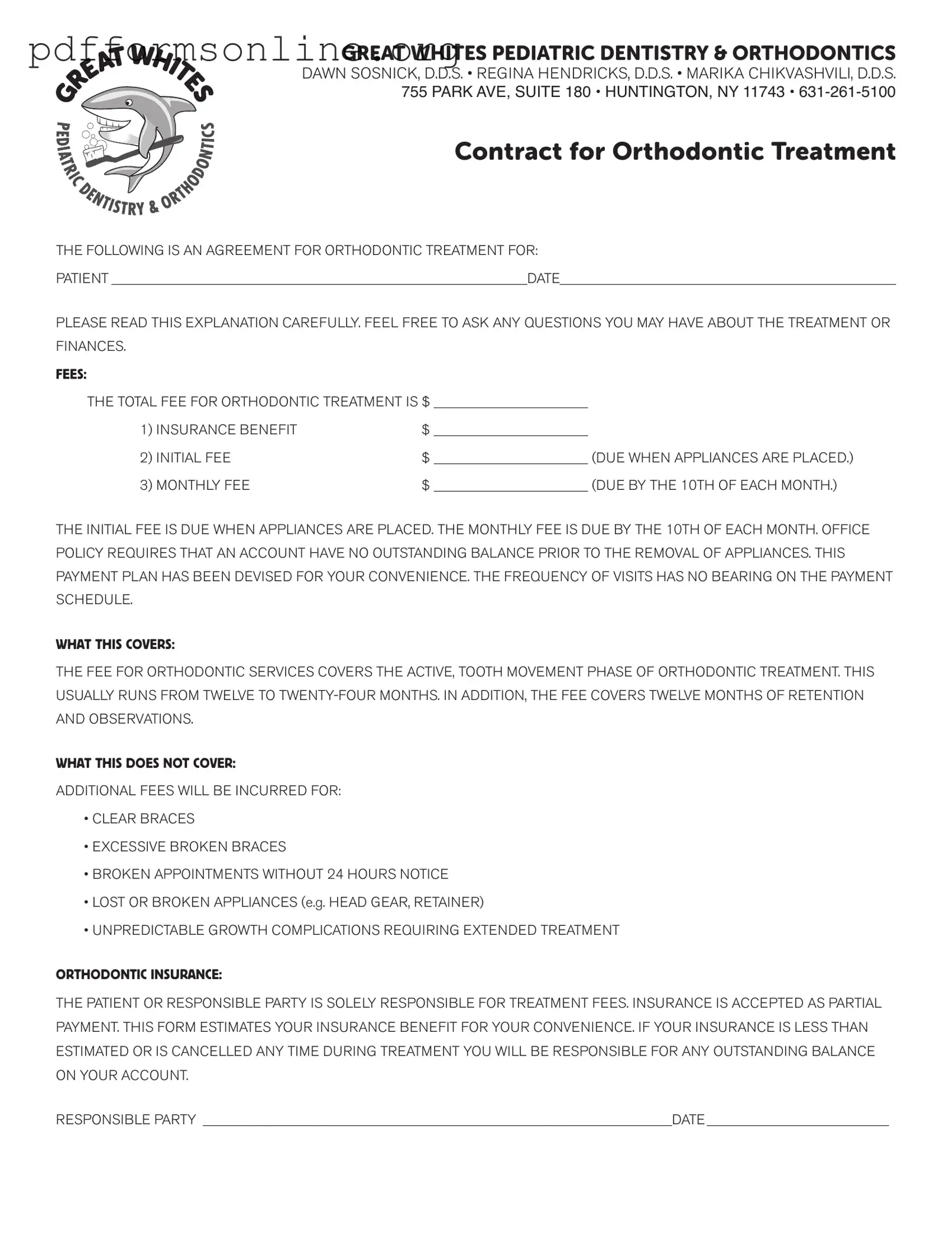 Orthodontics Contract Template
